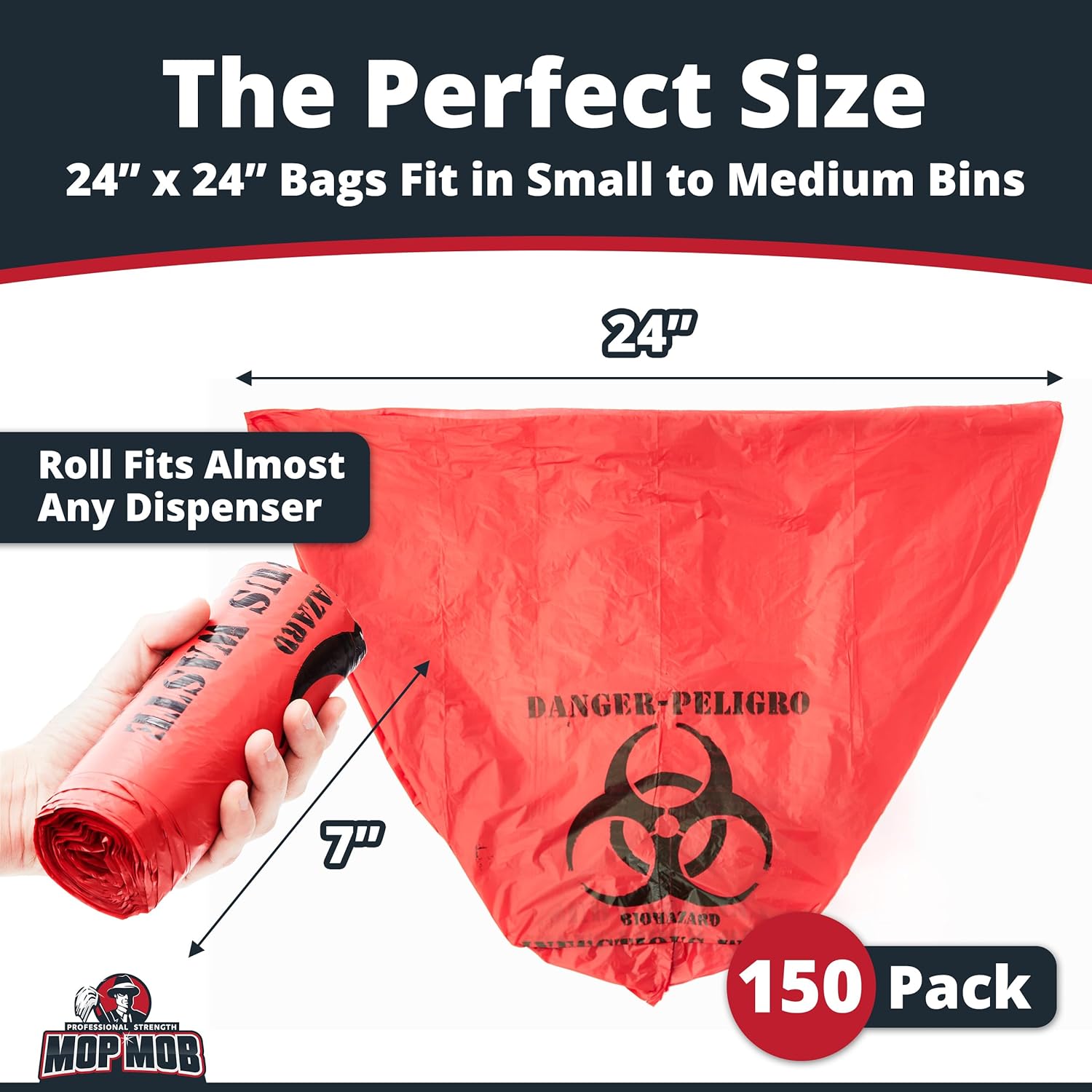 Mop Mob 150 Pk 10 Gallon Biohazard Waste Bags