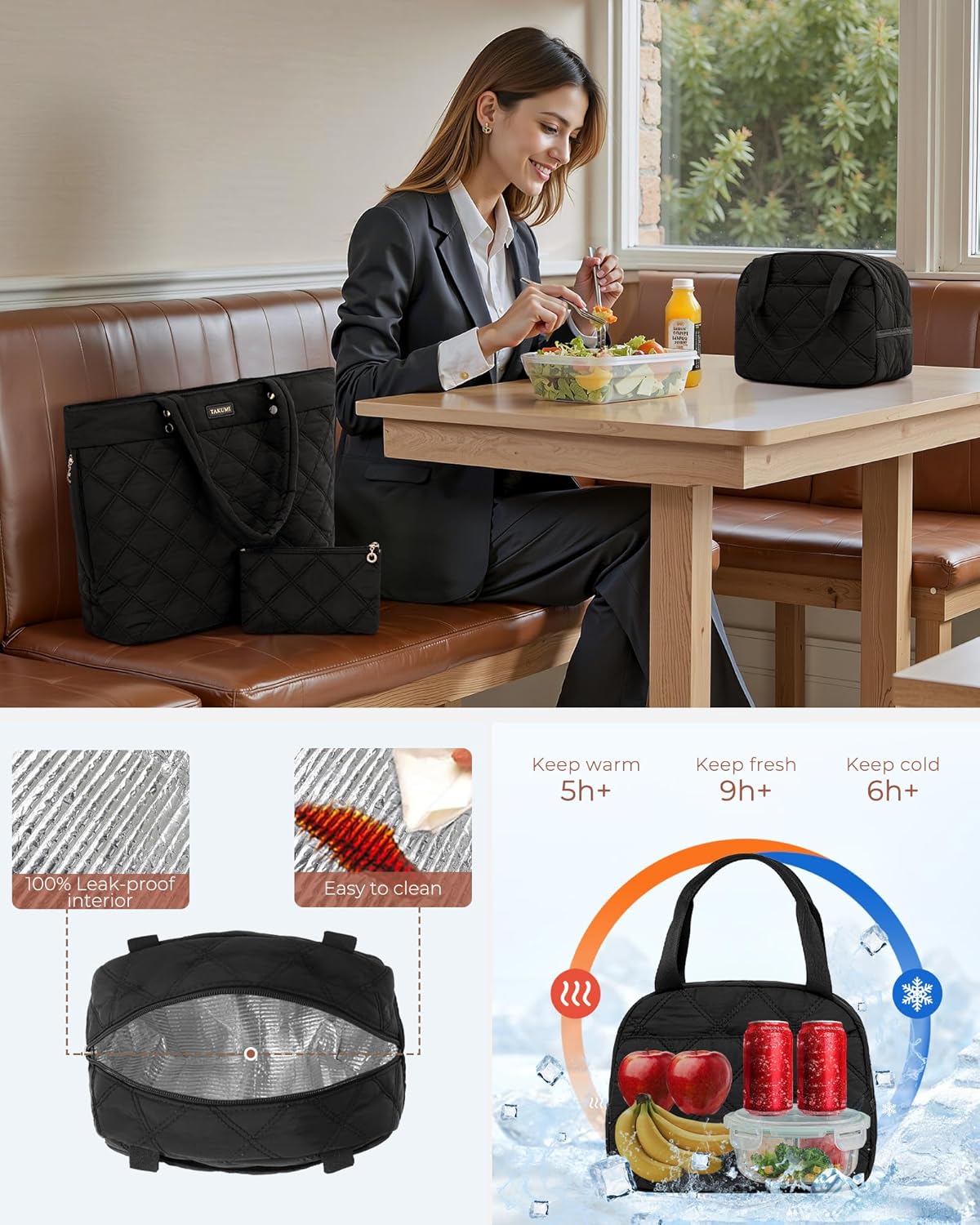 TAKUMI 3PCS Lunch Tote Bag Combo for Women