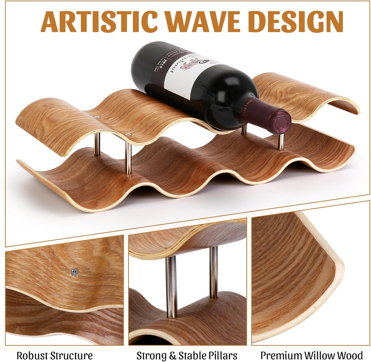 VAlinks 2 Tier 7 Bottle Wave Willow Wine Rack
