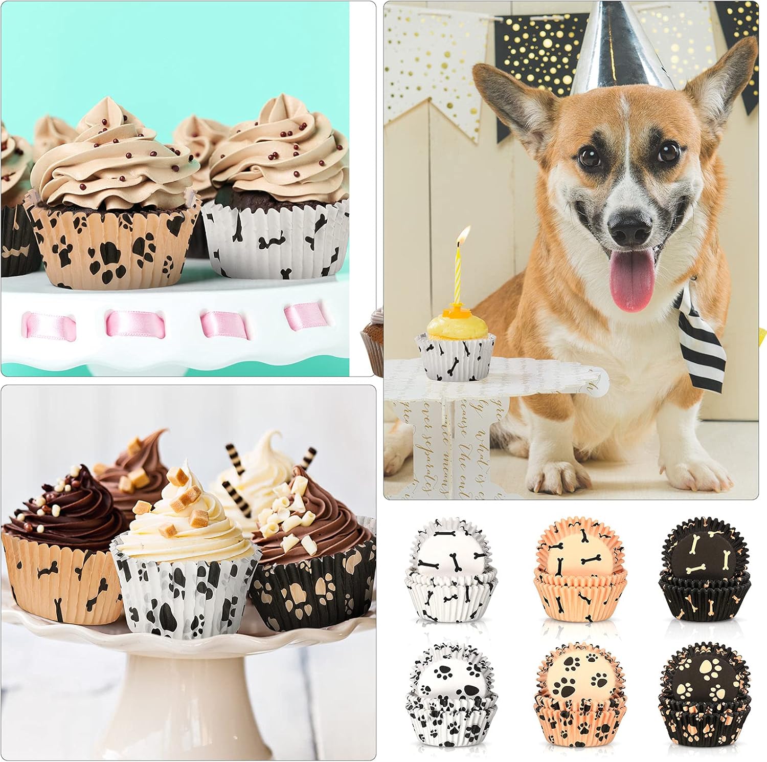 600 Piece Paw Bone Print Cupcake Liners for Birthday Parties
