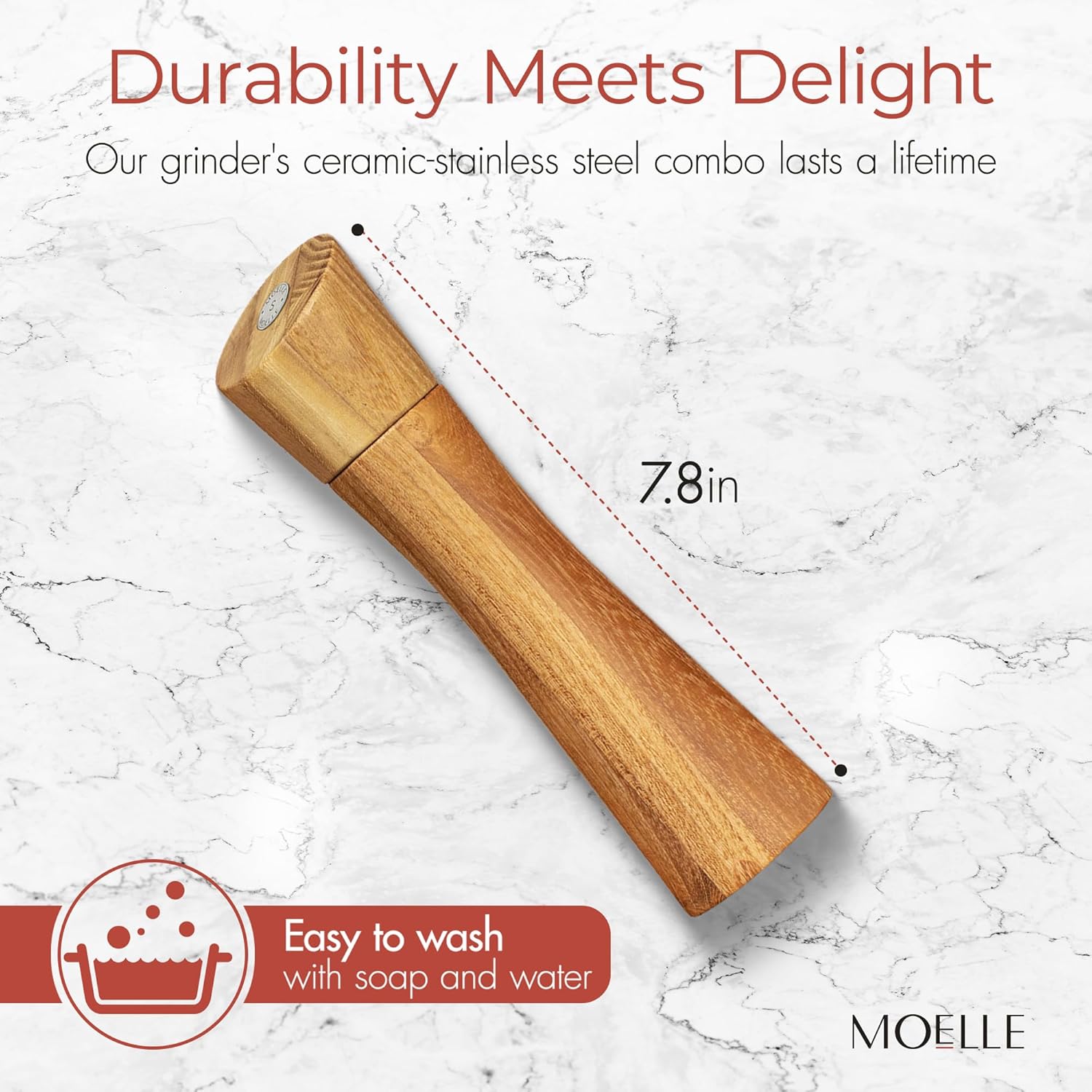 MOELLE Premium Teak Salt Pepper Grinders Set