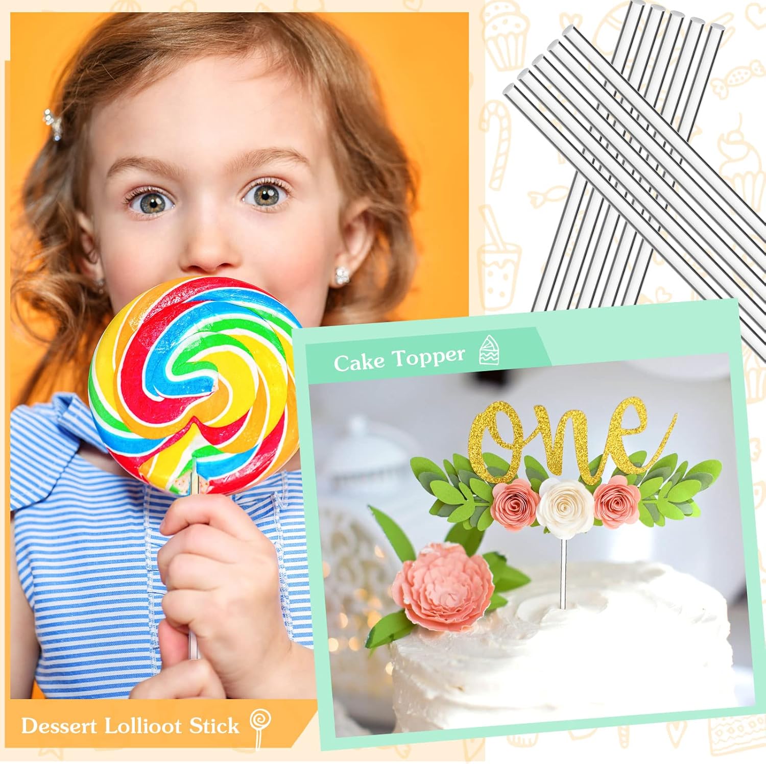 Zopeal 200 PC Acrylic Lollipop Sticks for Decor Baking
