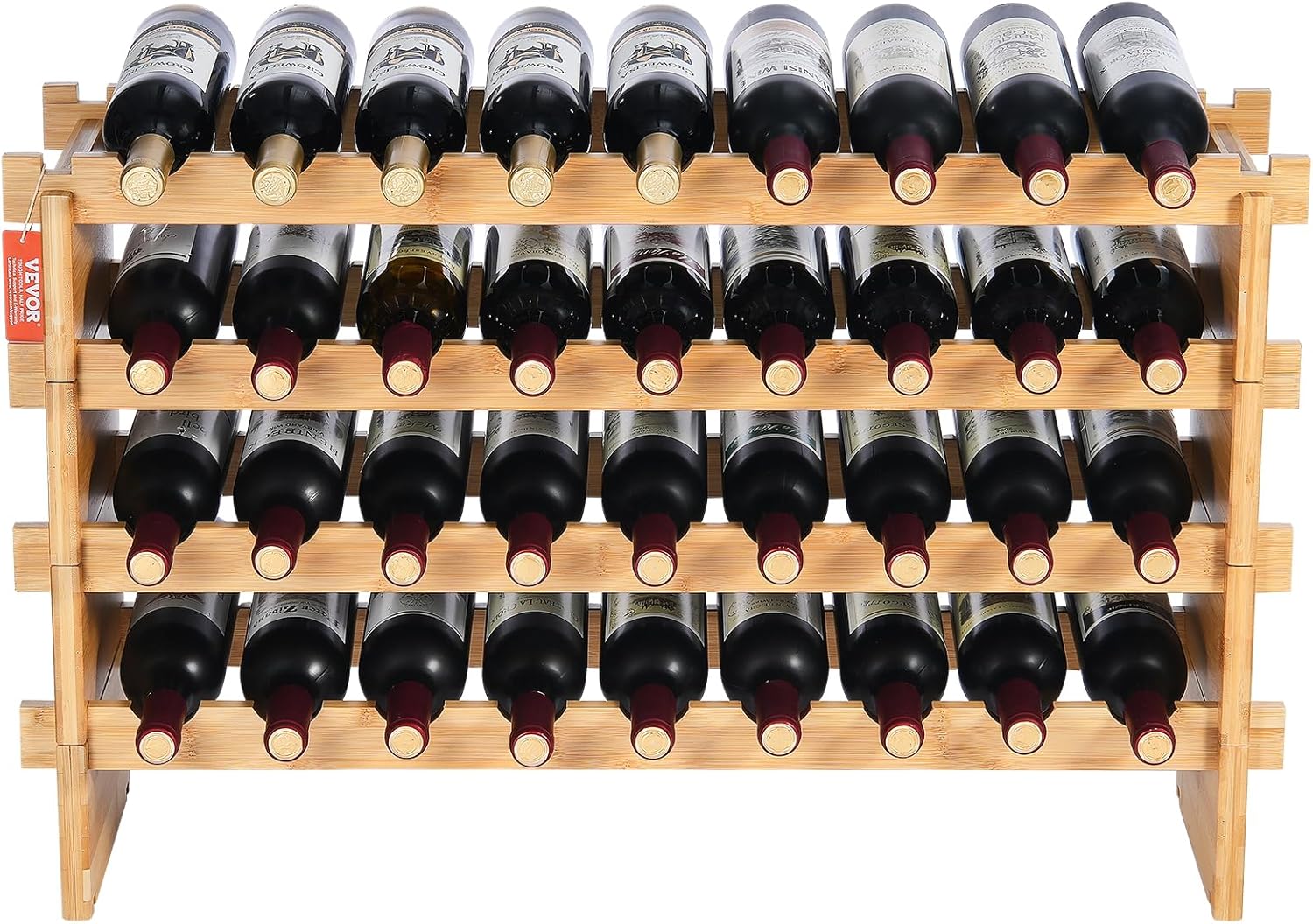 VEVOR 36-Bottle Freestanding Bamboo Wine Rack