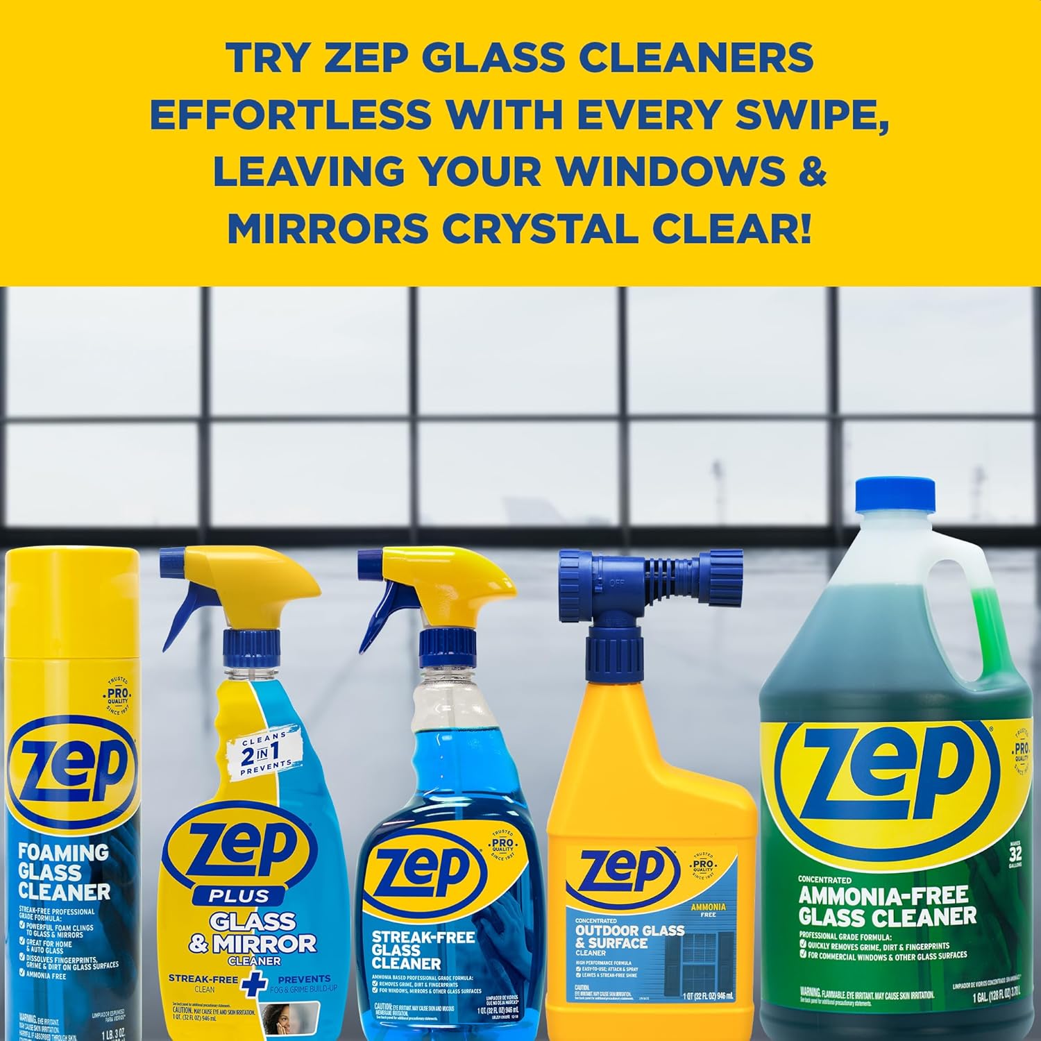 Zep Streak-Free Glass Cleaner - 1 Gallon 4-Pack Case of 4 ZU1120128