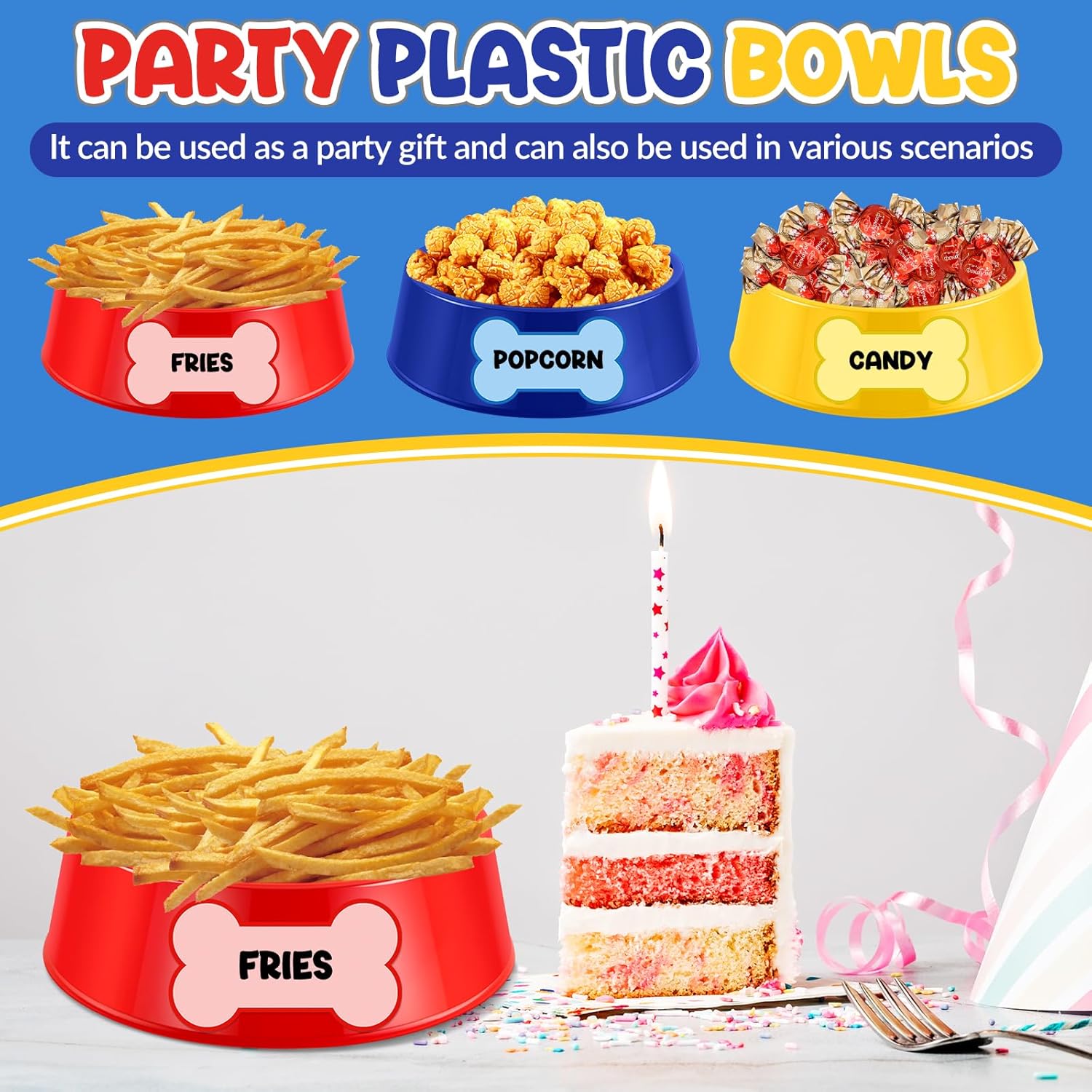 Demonwer Dog Themed 18 Piece Plastic Food Tray Set