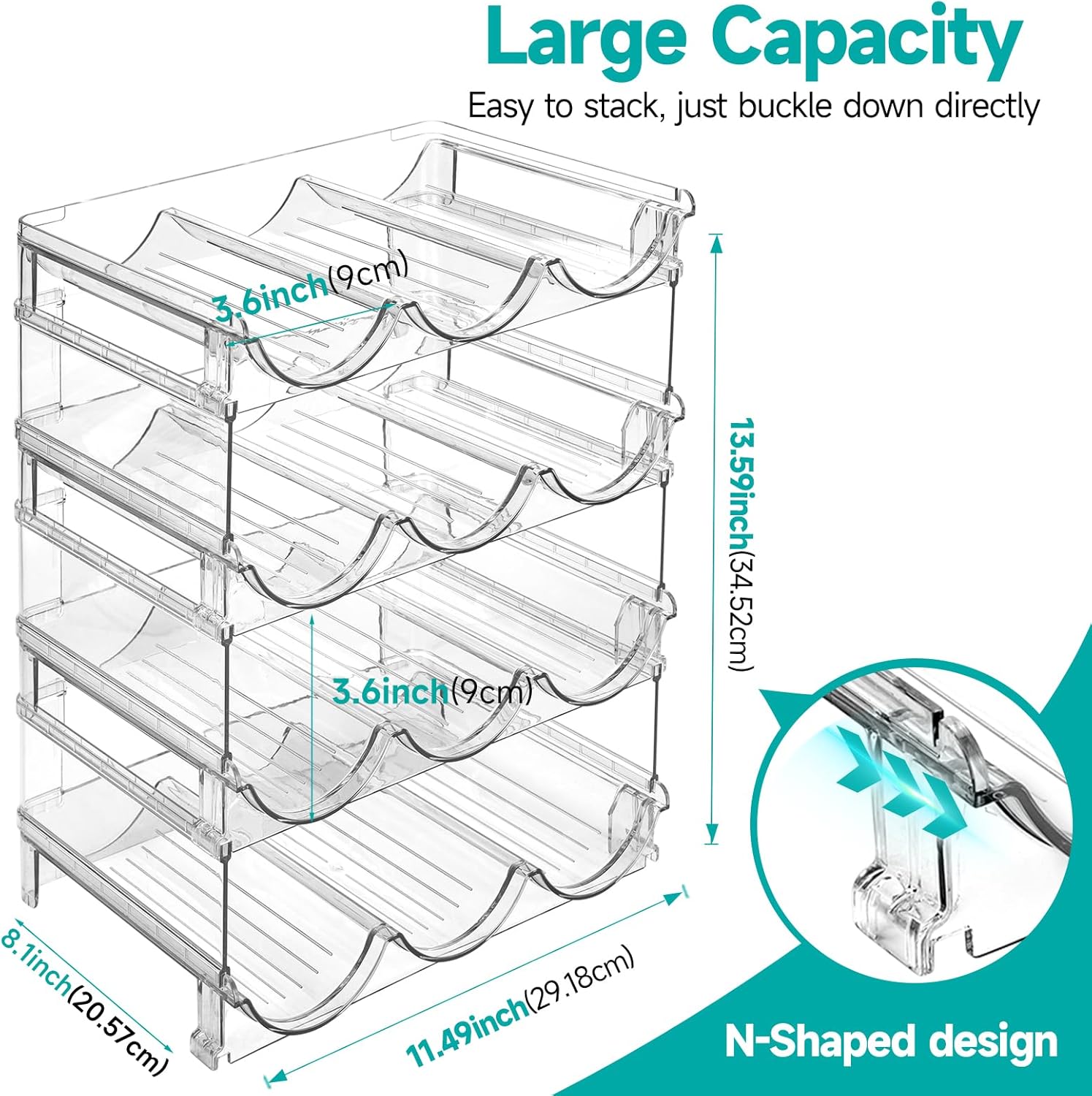 Sbosbo 4-Pack Stackable Water Bottle Organizer for Cabinet Storage
