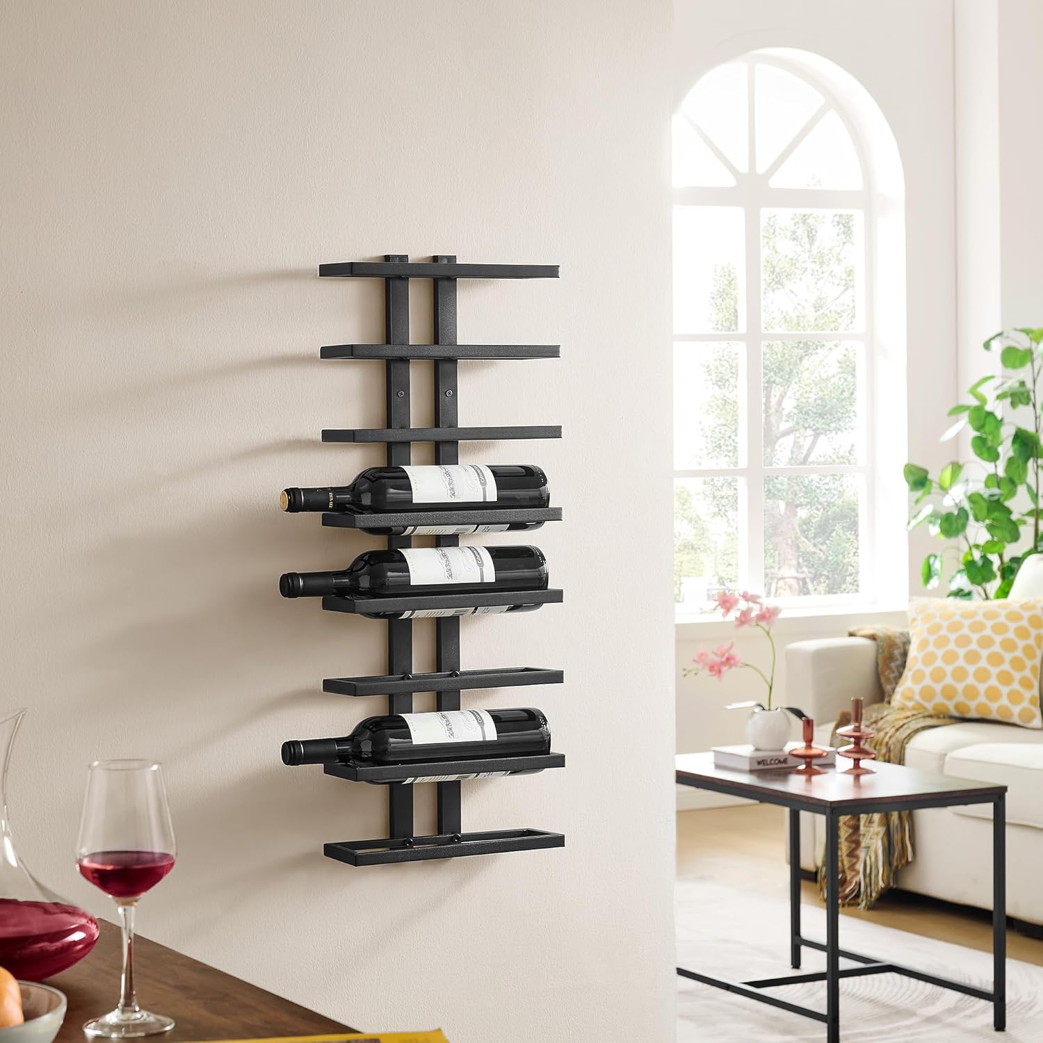 Hoctieon 8 Tier Wall Mount Wine Rack - Black