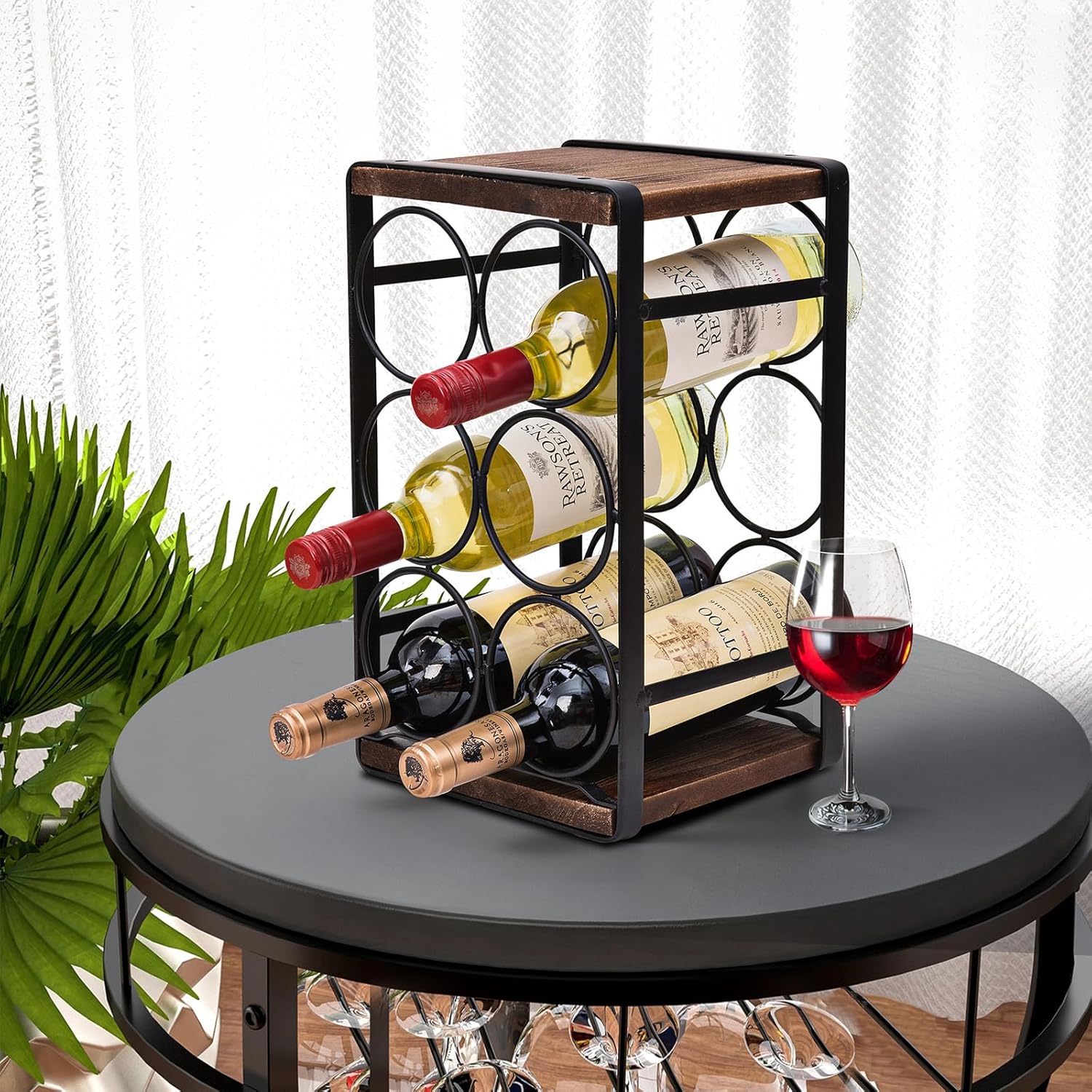SODUKU Rustic Wood Wine Rack 6 Bottles Brown
