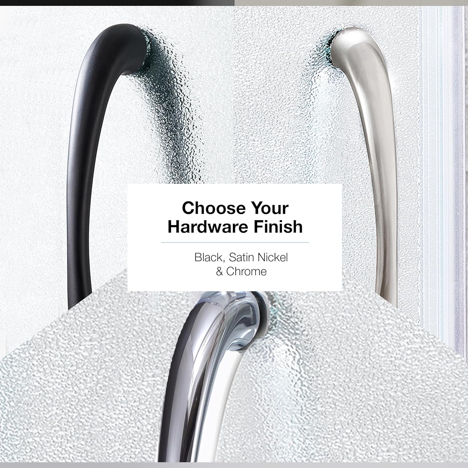 Rounded Frosted Glass Corner Shower Kit with Satin Nickel Hardware