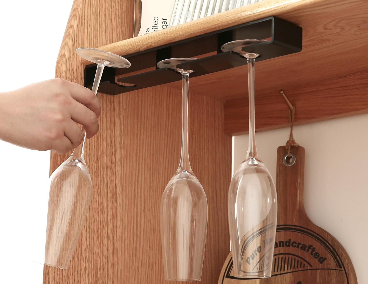 2Pack Wine Glass Holder Under Cabinet Stemware Rack Black