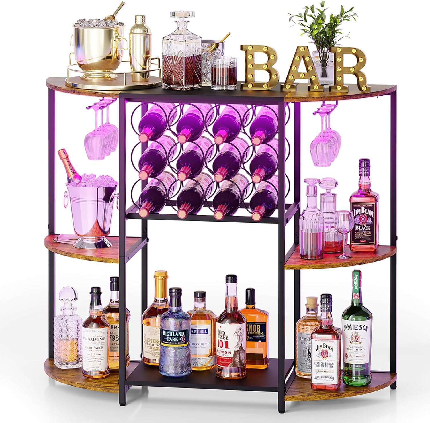 JKsmart Wine Bar Cabinet with LED Lights