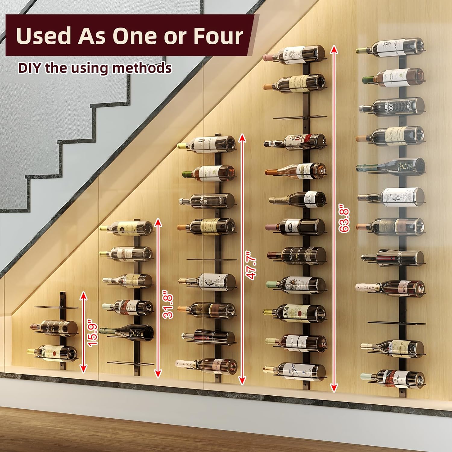 X-cosrack 12 Bottle Wall-Mounted Wine Rack Detachable Storage Organizer