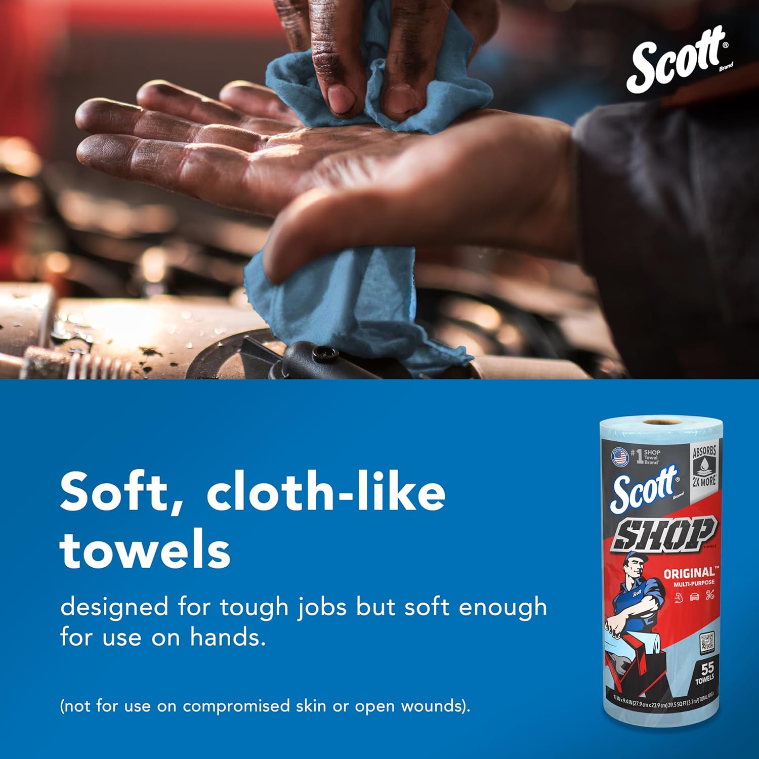 Scott Shop Original Blue Towels 94x11 12 Rolls 660 Sheets Total