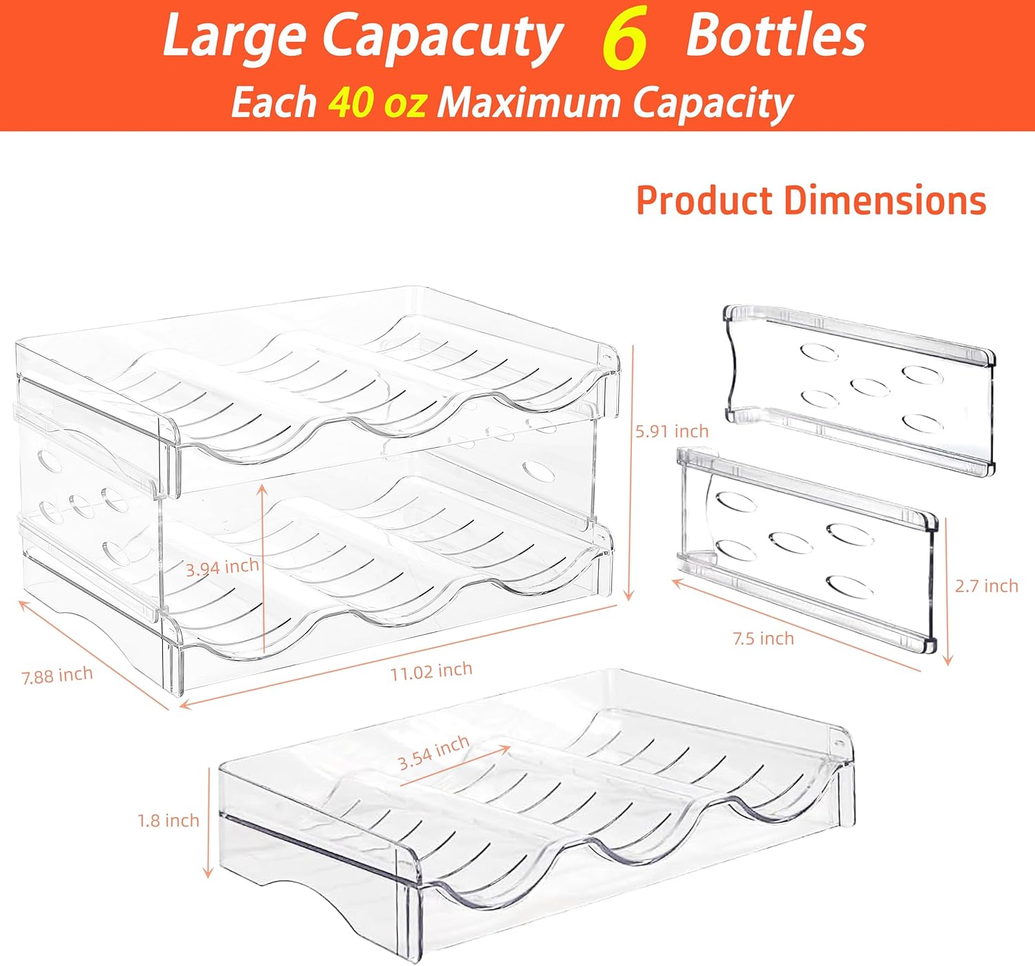Baosia Stackable Wine Rack with 2 Tiers for 6 Bottles