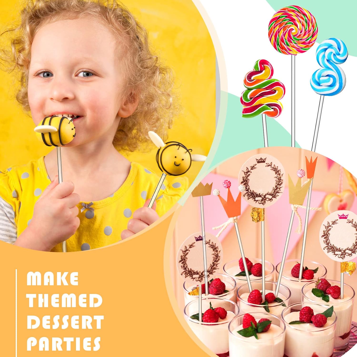 Zopeal 200 PC Acrylic Lollipop Sticks for Decor Baking
