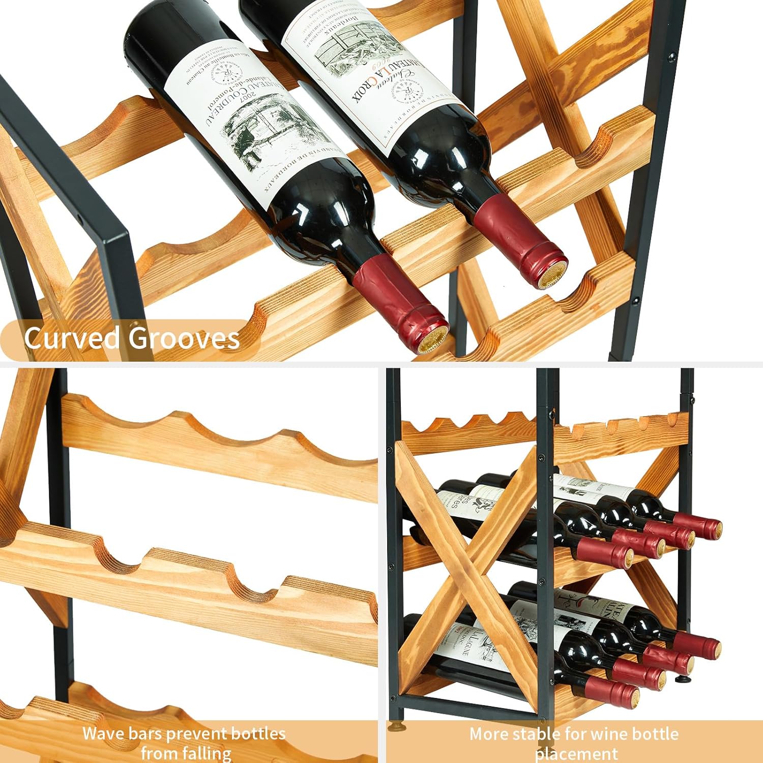 LUMAMU 20 Bottle Freestanding Wood Wine Rack