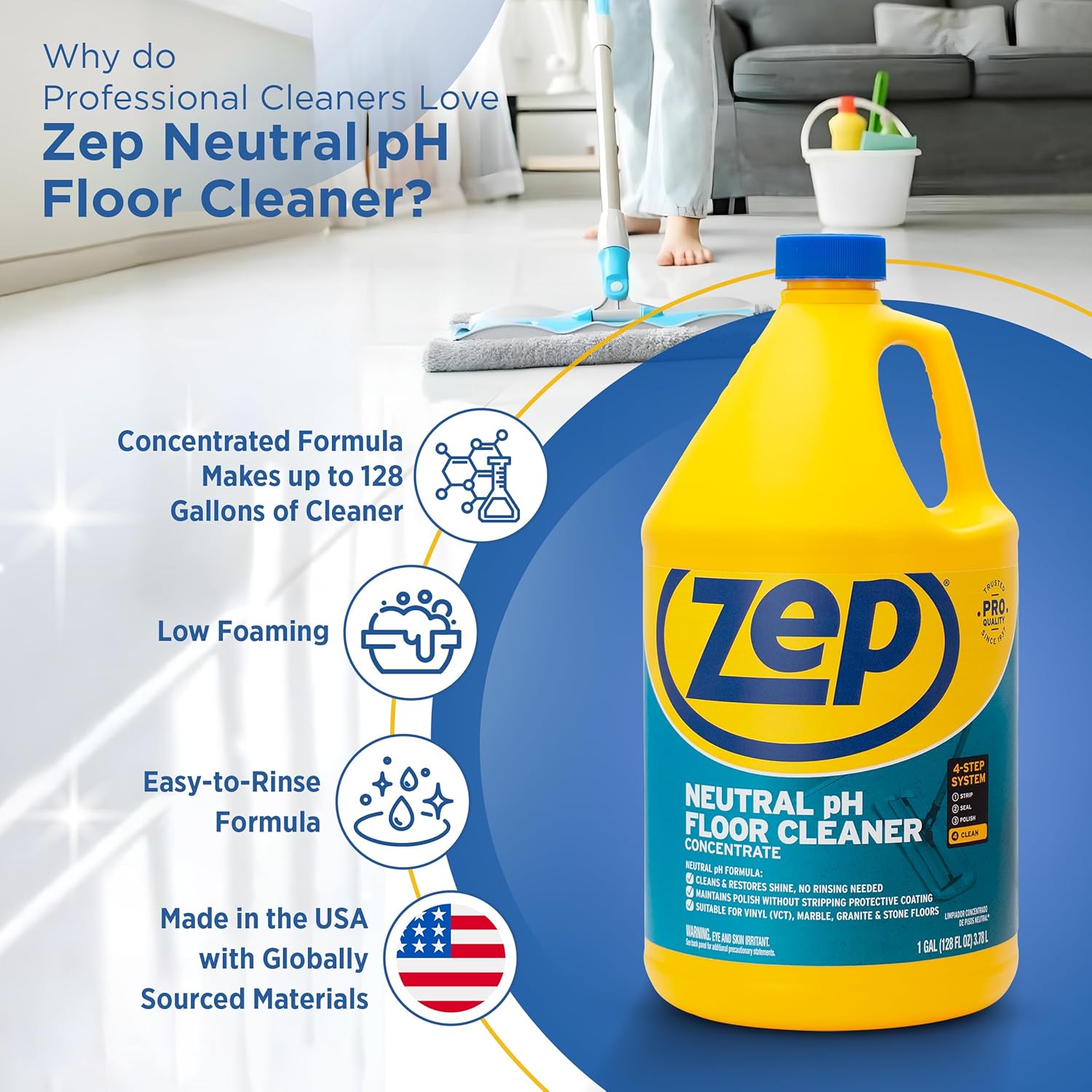 Zep Neutral pH Floor Cleaner 1 Gallon Concentrated