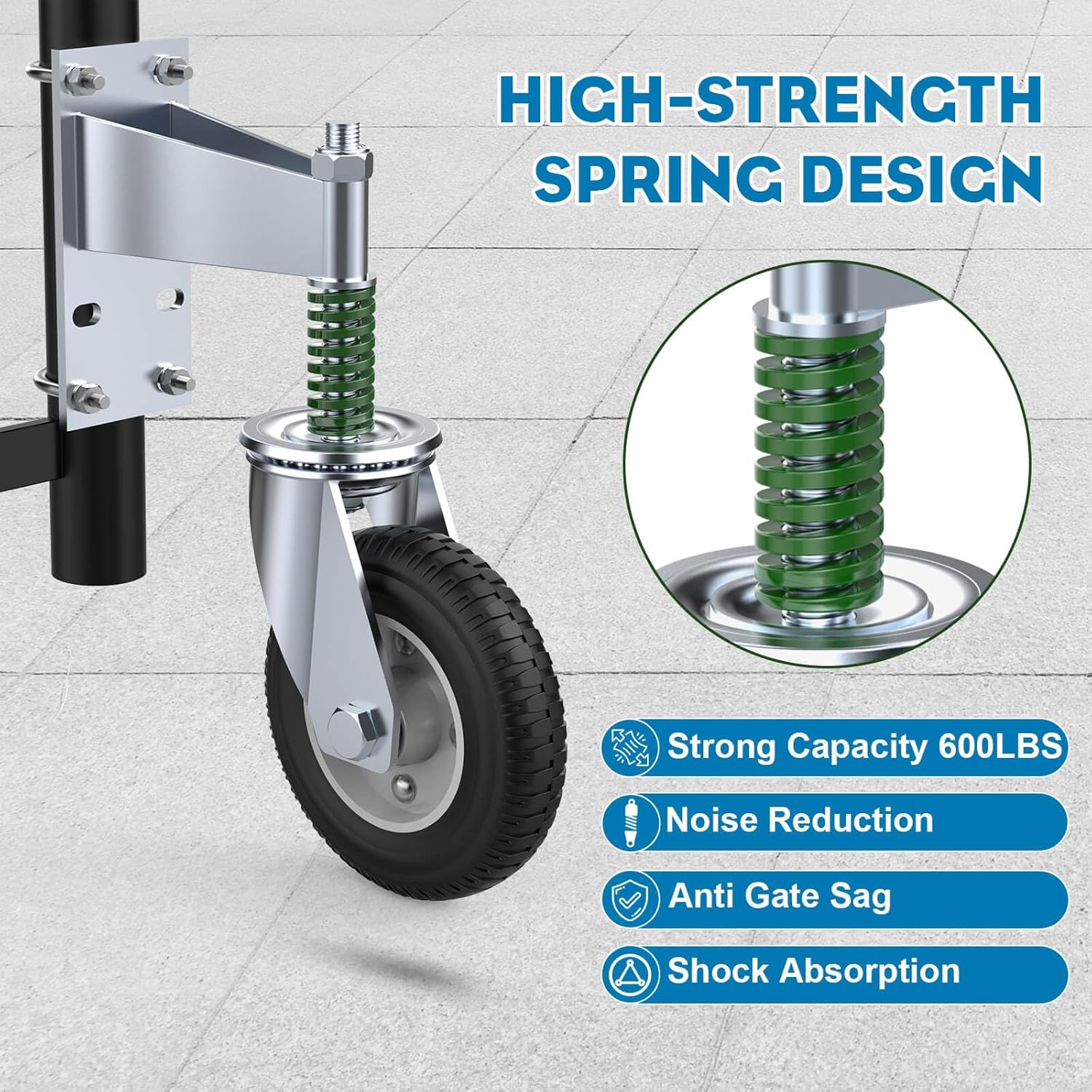 8 Inch Heavy Duty Fence Gate Wheels with Spring