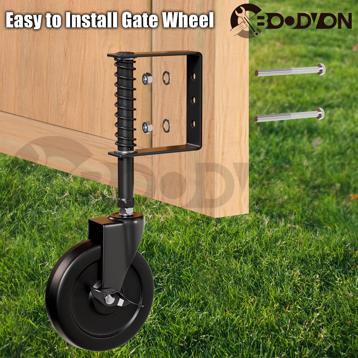 BOODVON 5 Inch Gate Caster with Side Brake and Spring Load
