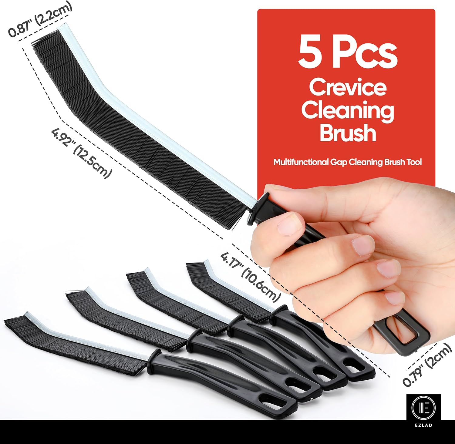 EZLAD 5 Pcs Hard Bristle Crevice Cleaning Brush Set