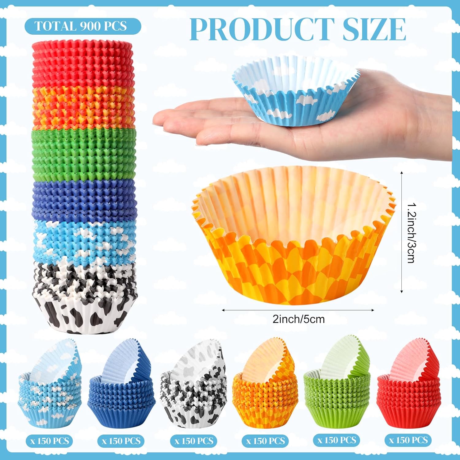 Vesici 900 Count Cartoon Game Cupcake Liners