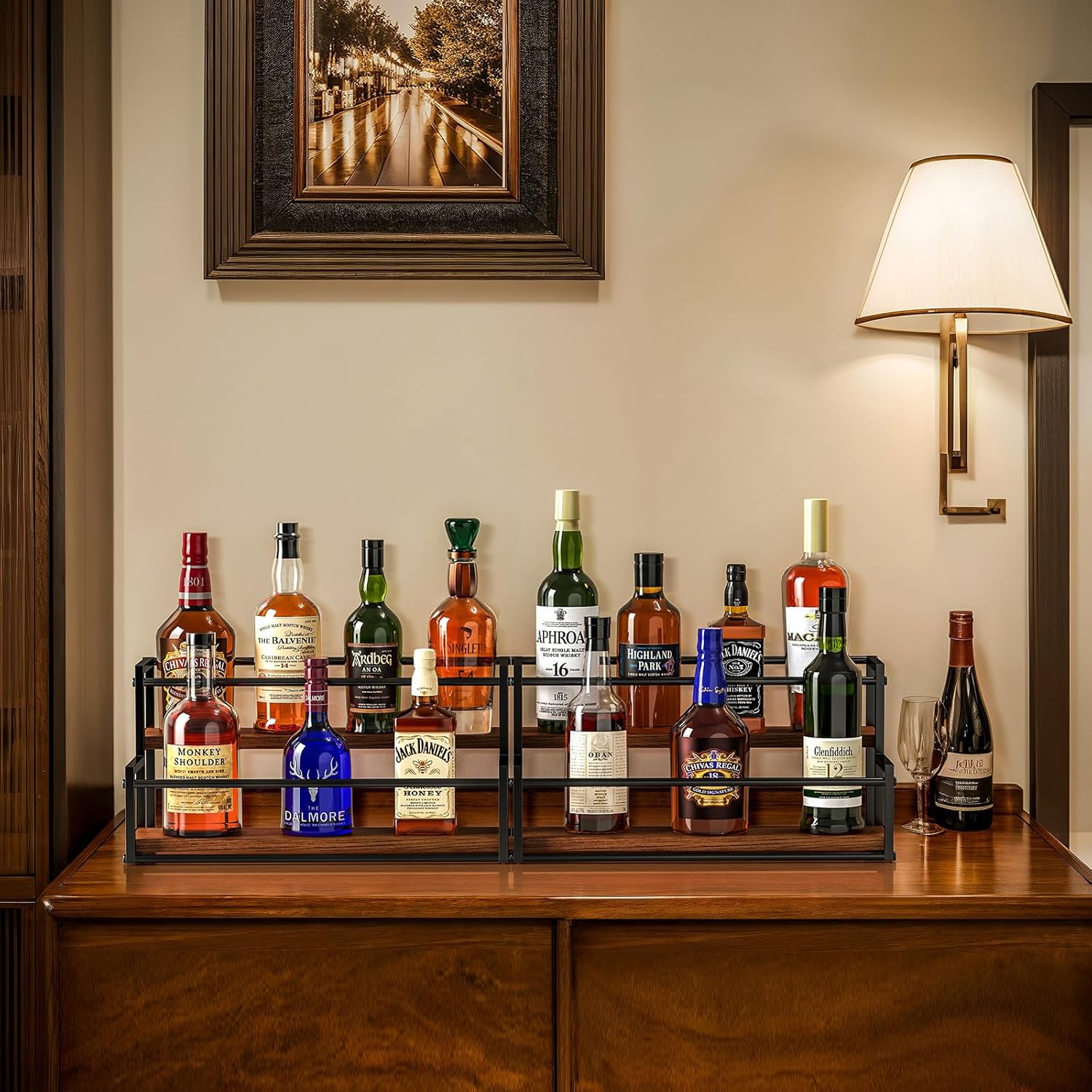 THYGIFTREE 2 Tier Liquor Bottle Display Shelf 1