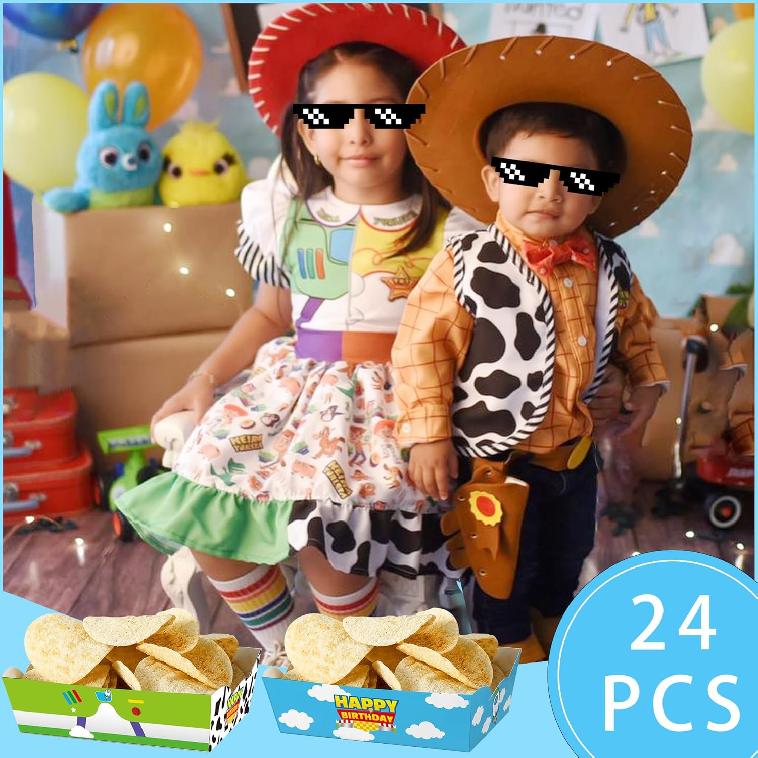 24 Pcs Cartoon Themed Birthday Snack Bowls
