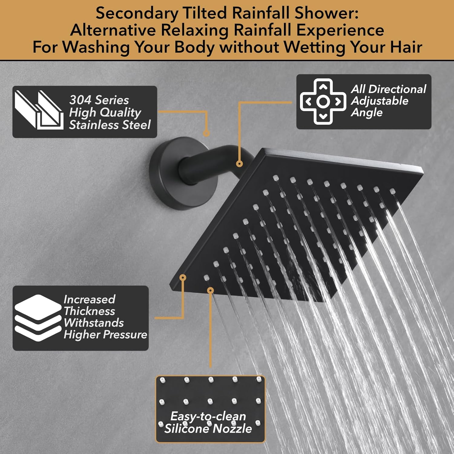 VANFOXLE Matte Black Push Button Shower Faucet Set 1