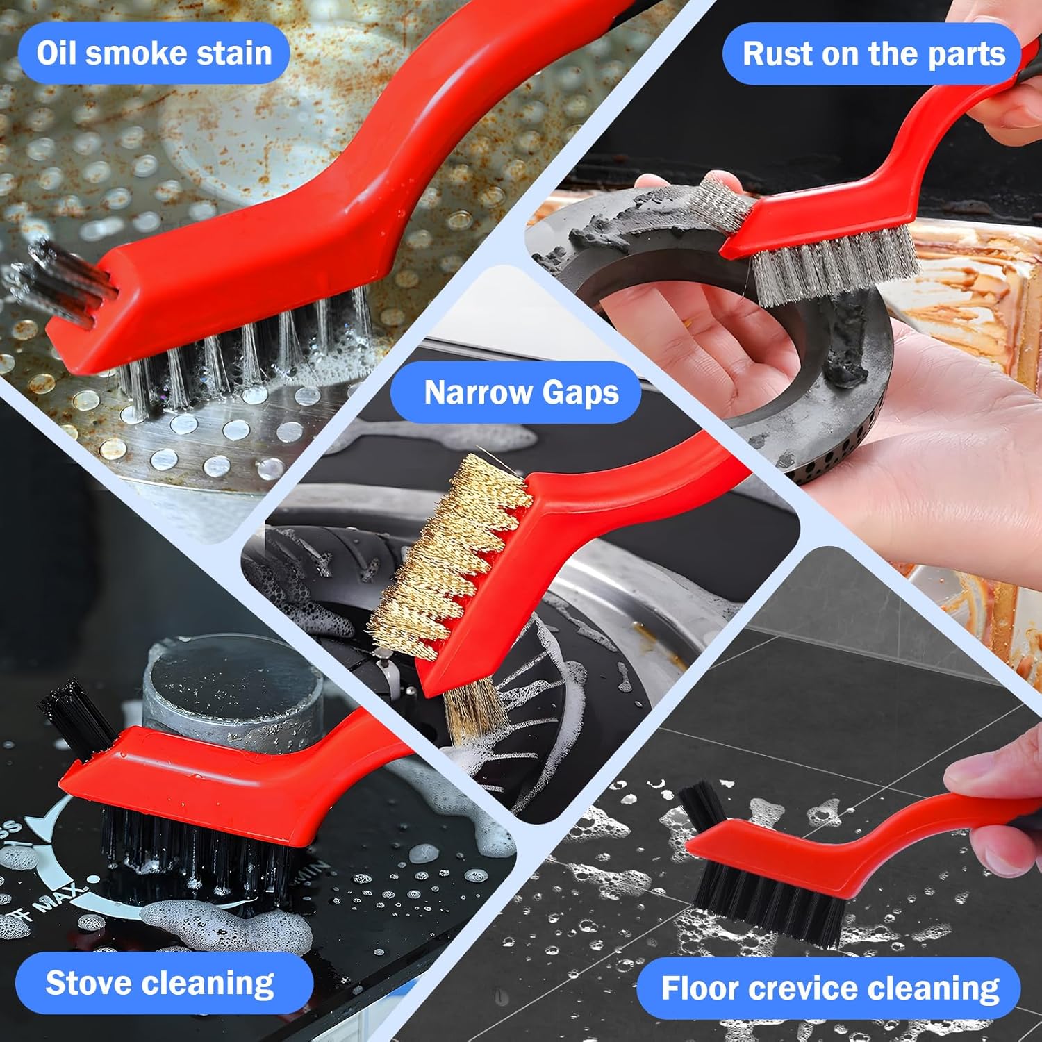 TOSEERY 6 Pcs Wire Brush Set for Cleaning and Rust Removal