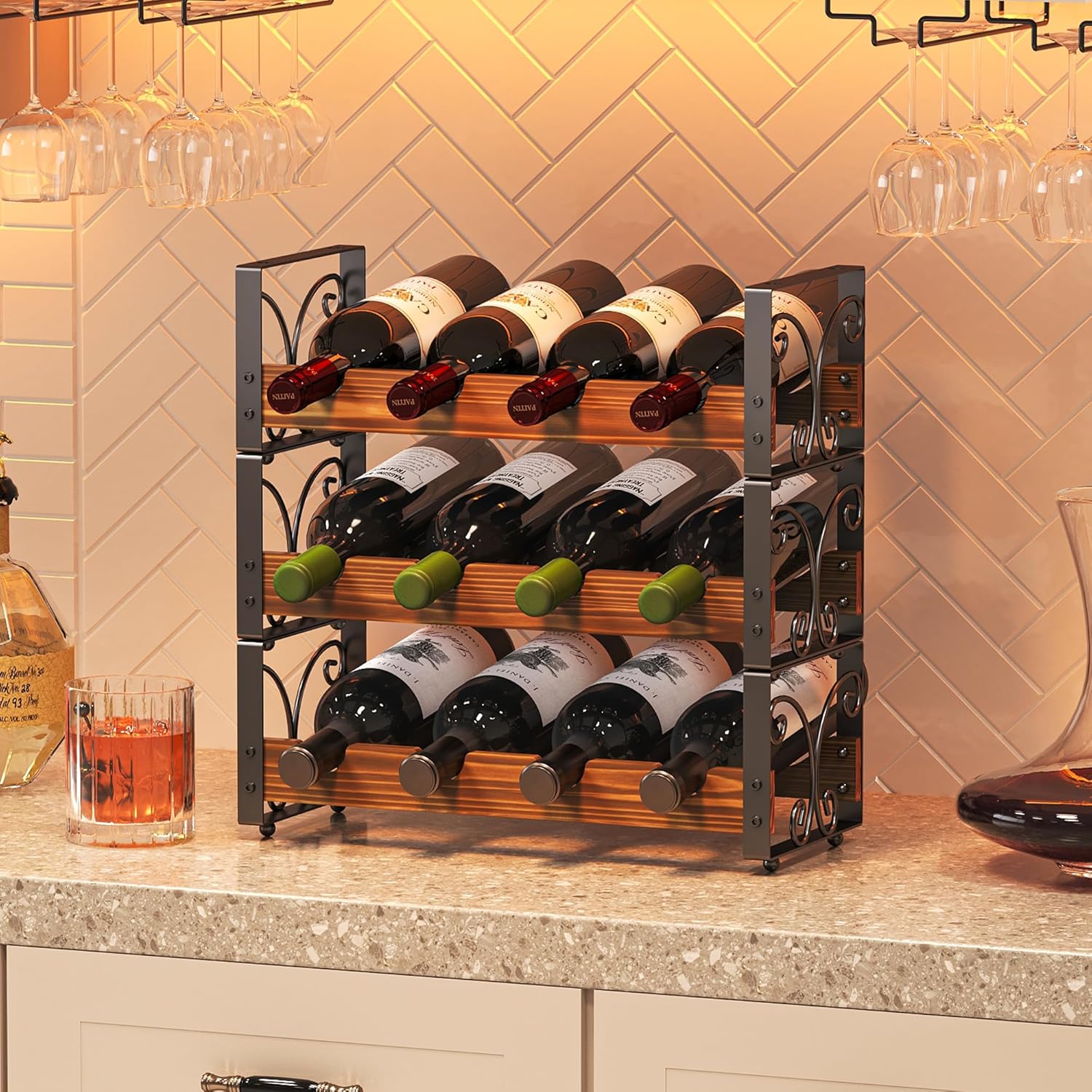 X-cosrack 3-Tier Wine Rack for Inside Cabinet