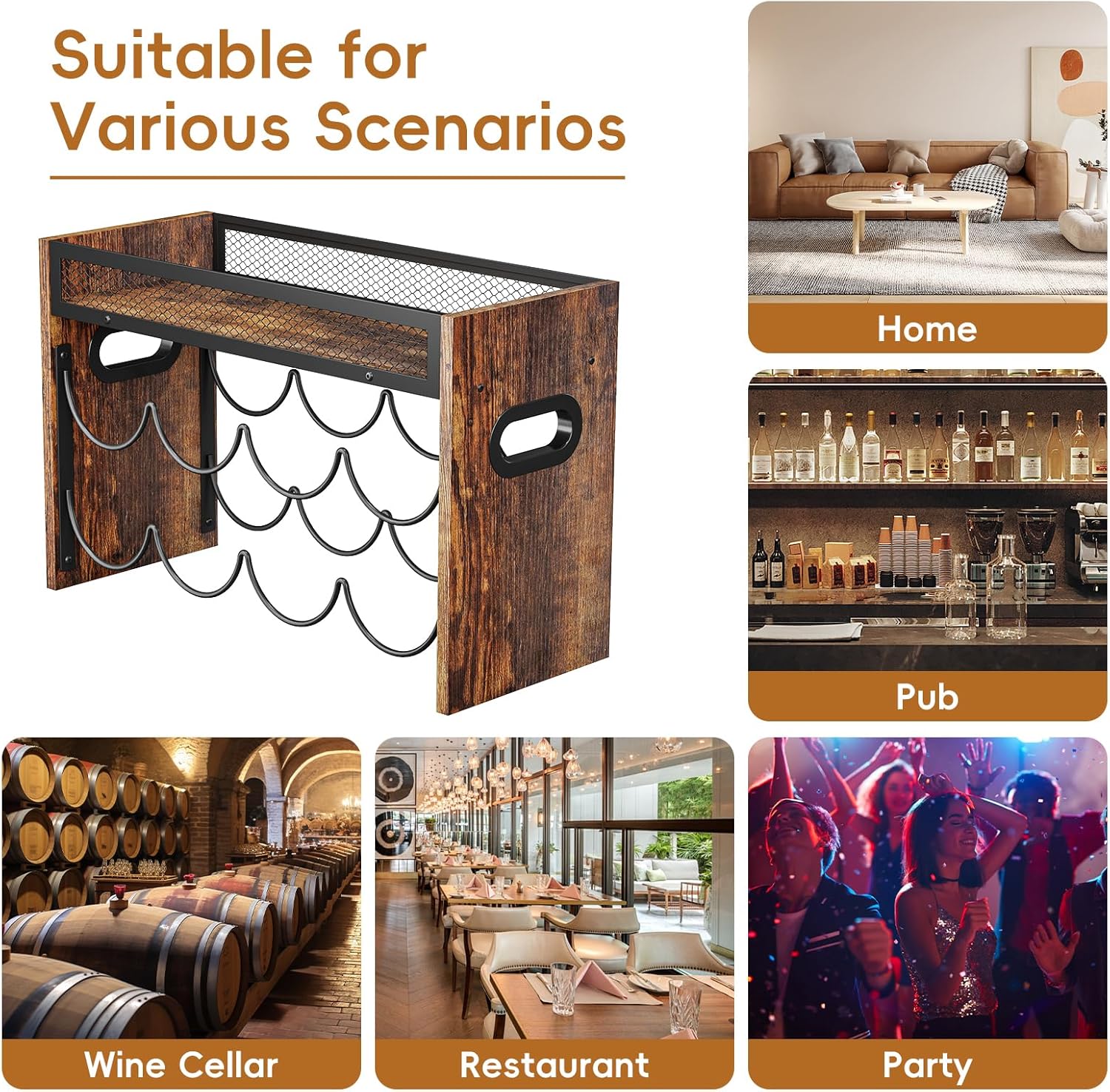 KLM 2-Tier Wine Rack Holds 8 Bottles Home Use