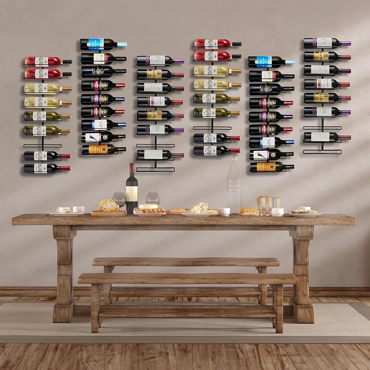 Sorbus Wall-Mounted Wine Rack 9 Bottles - Black Metal