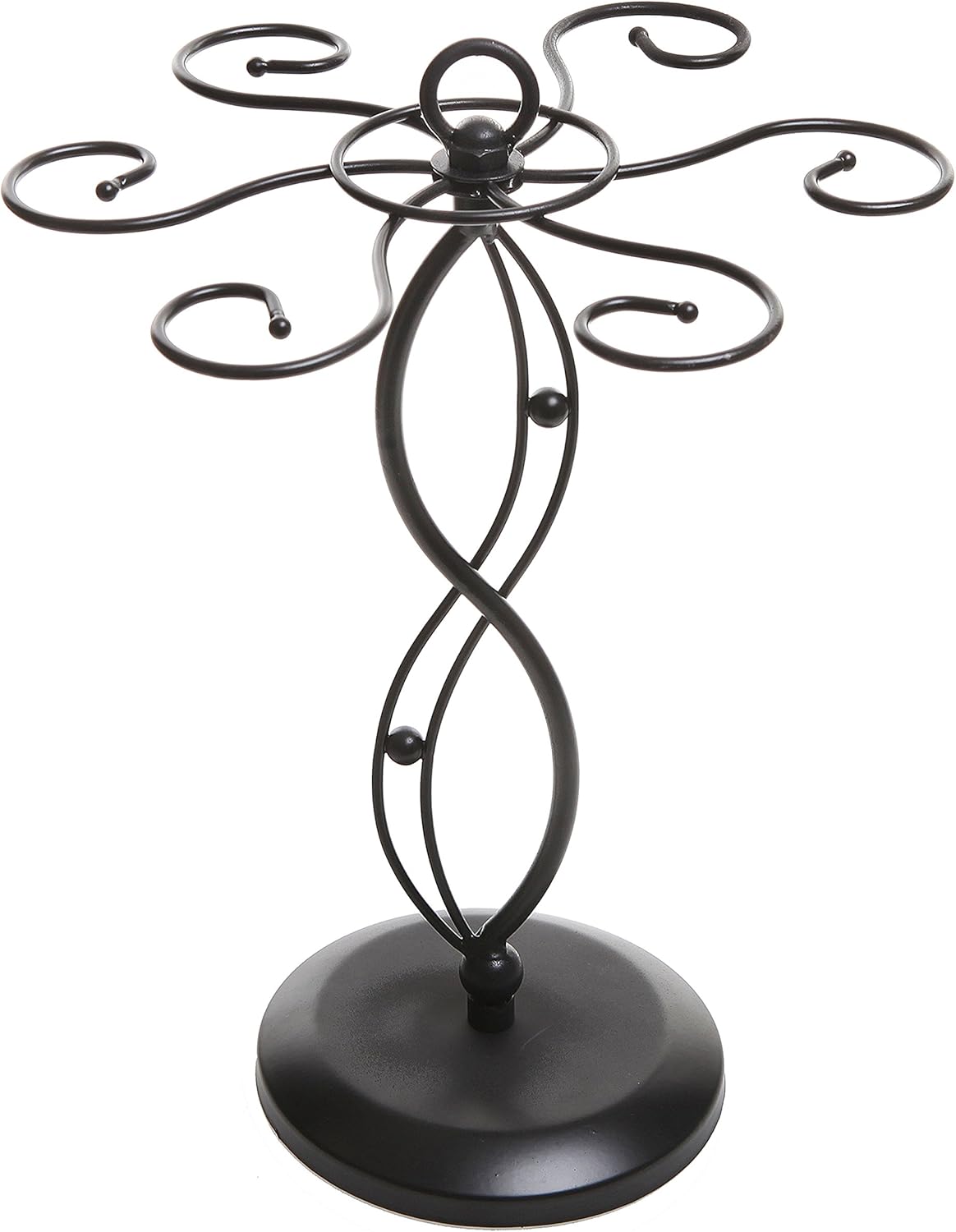 MyGift 6-Hook Rotating Wine Glass Rack - Black Metal