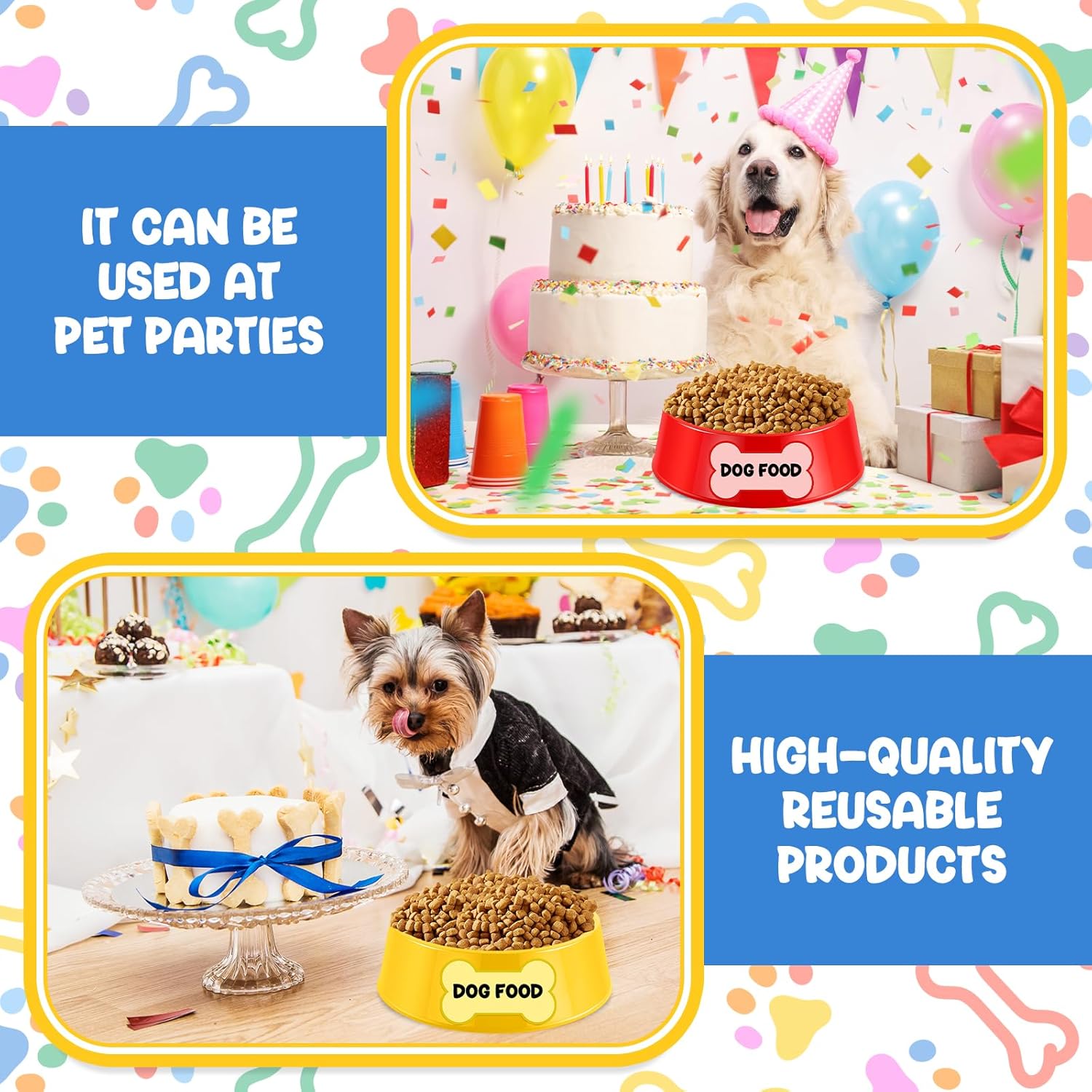 Demonwer Dog Themed 18 Piece Plastic Food Tray Set