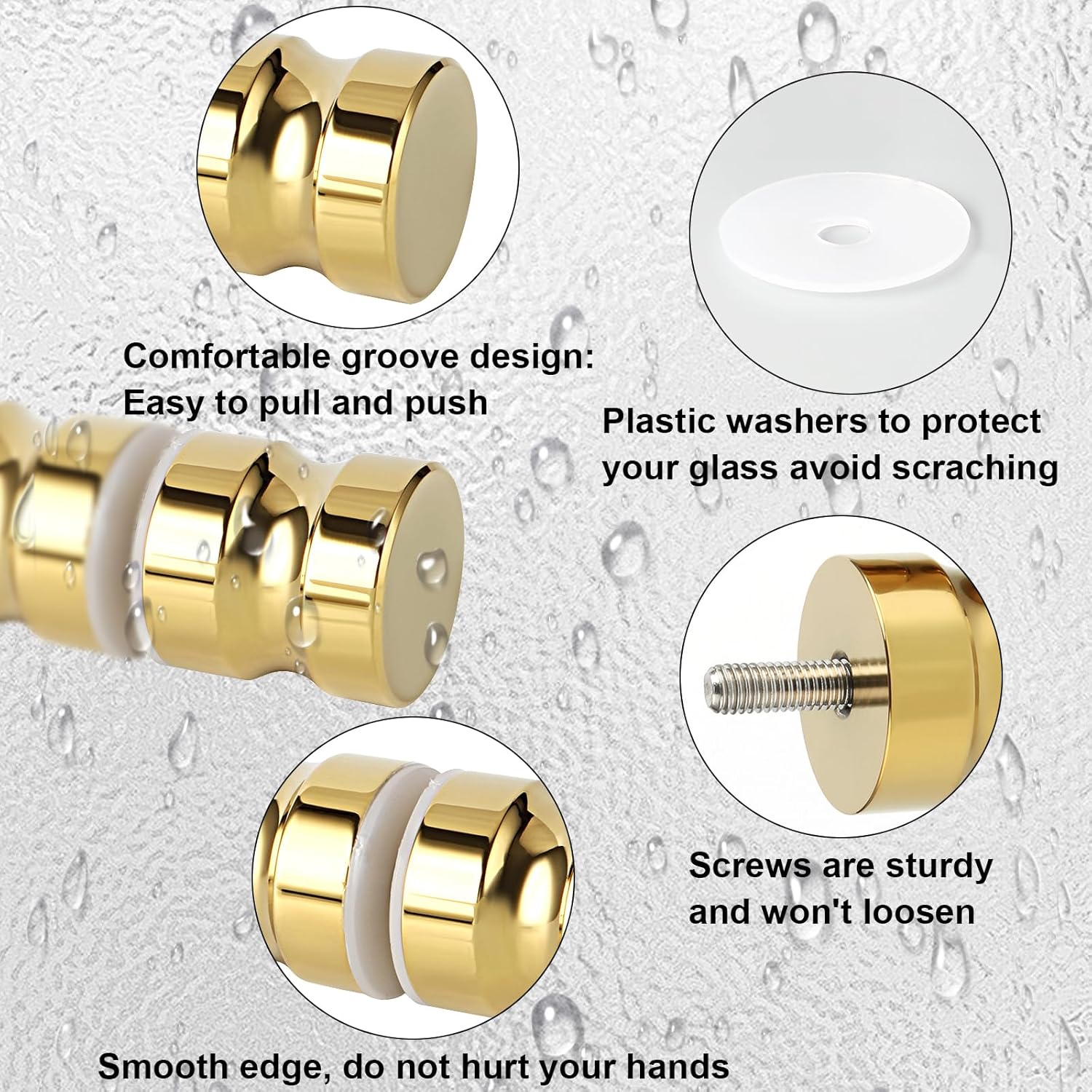 Alise Shower Glass Door Handle with Gold Finish