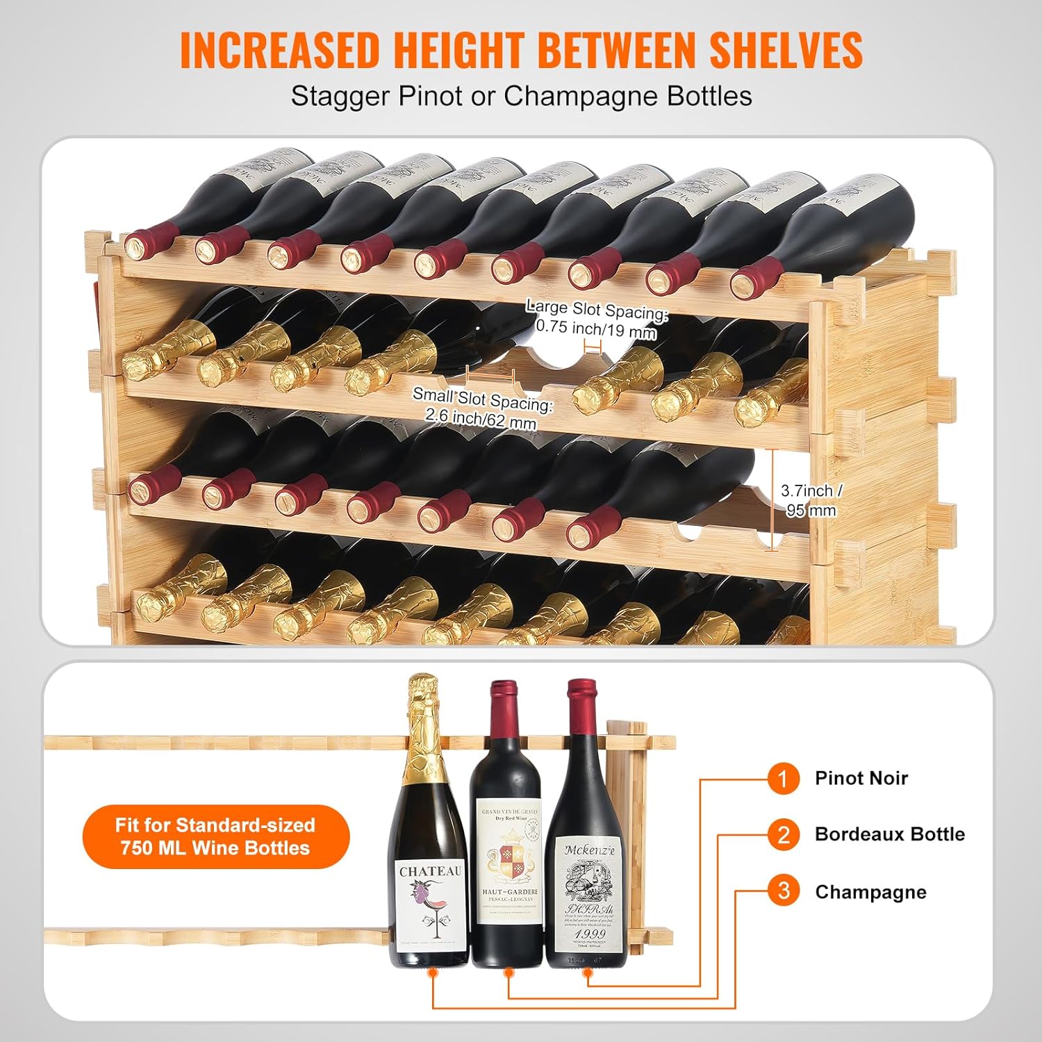 VEVOR Modular Freestanding Wine Rack 72 Bottles