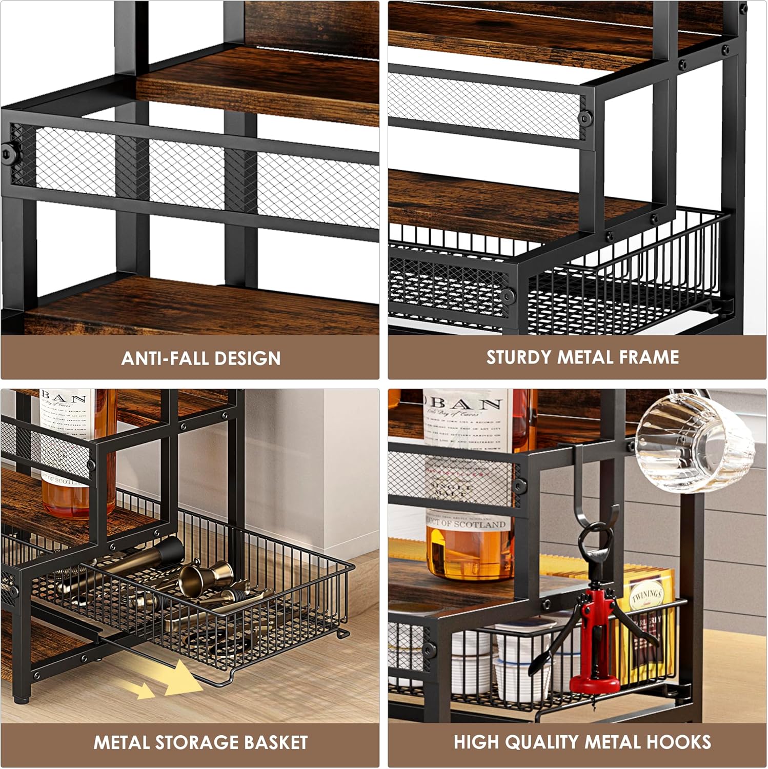 3 Tier Coffee Syrup Rack Organizer with 12 Bottle Holder