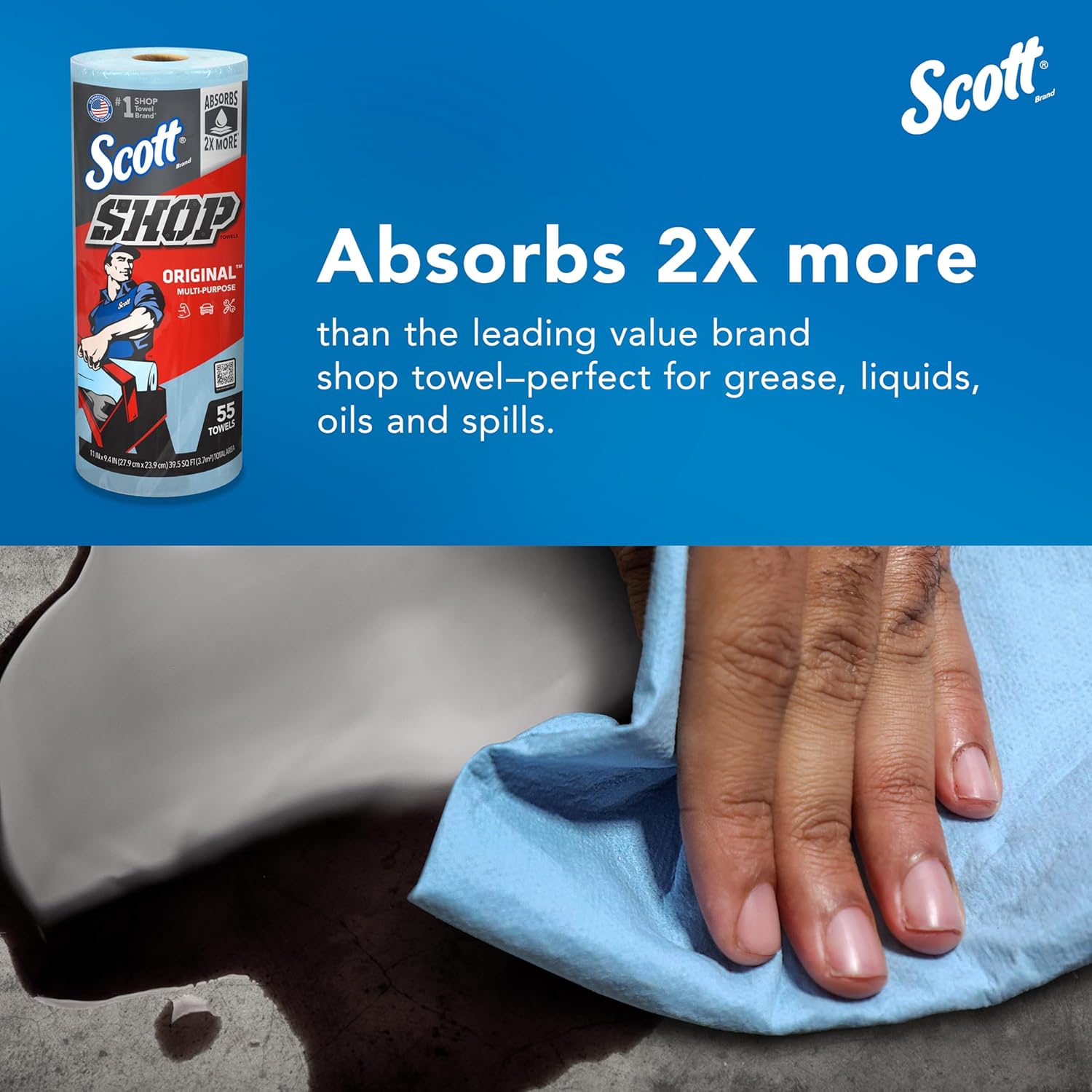 Scott Shop Original Blue Towels 94x11 12 Rolls 660 Sheets Total
