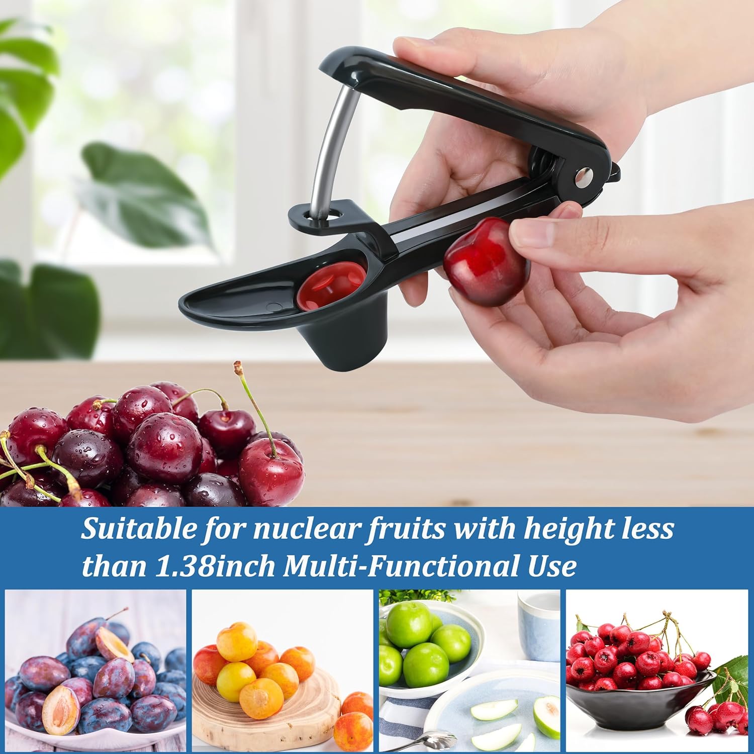 Cherry Pitter Tool with Rebound Design Black