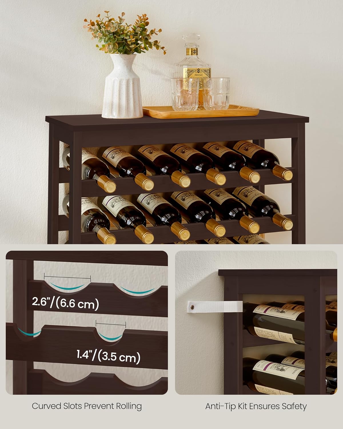 SONGMICS 7-Tier Bamboo Wine Rack 42-Bottle Capacity