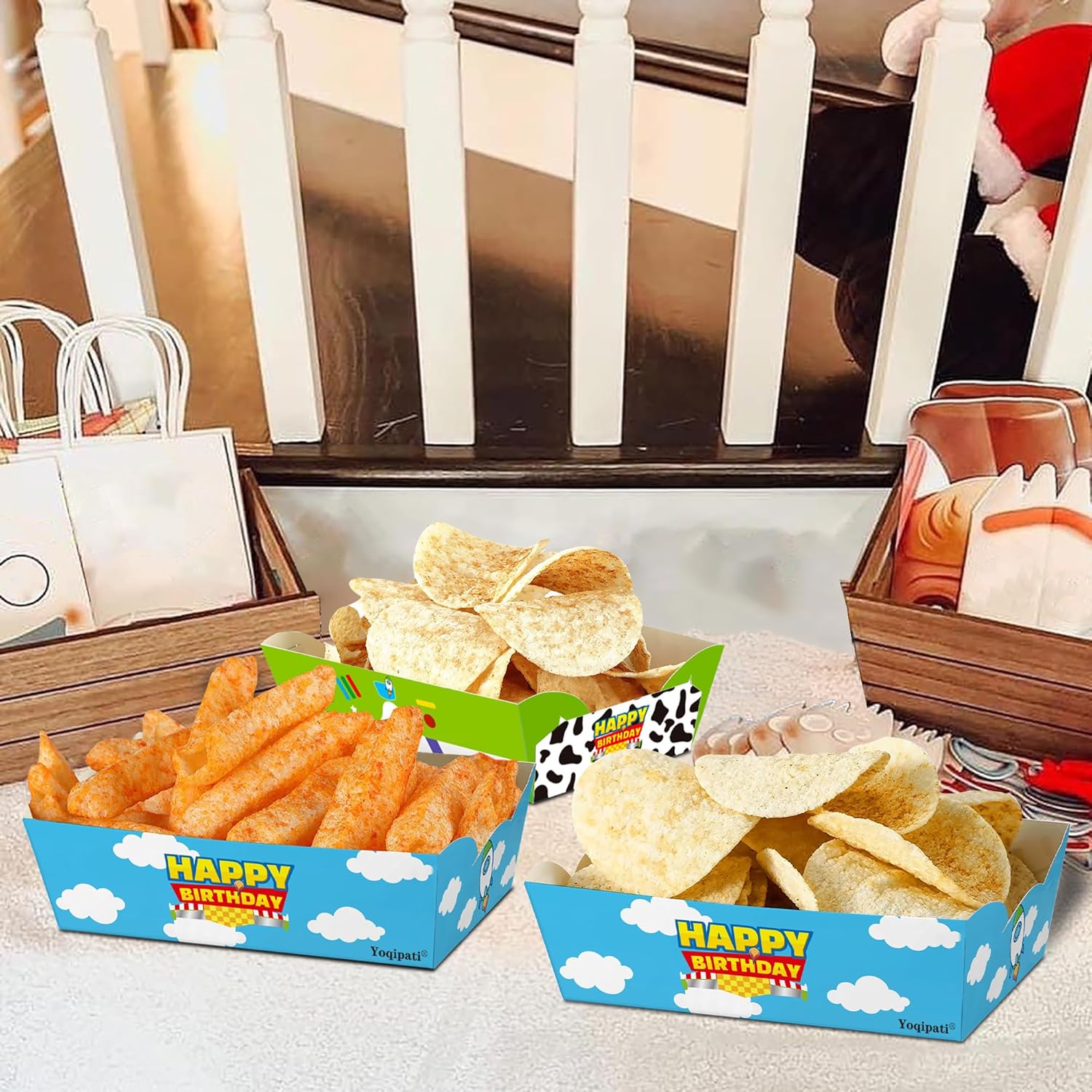 24 Pcs Cartoon Story Paper Food Trays Birthday Party Supplies
