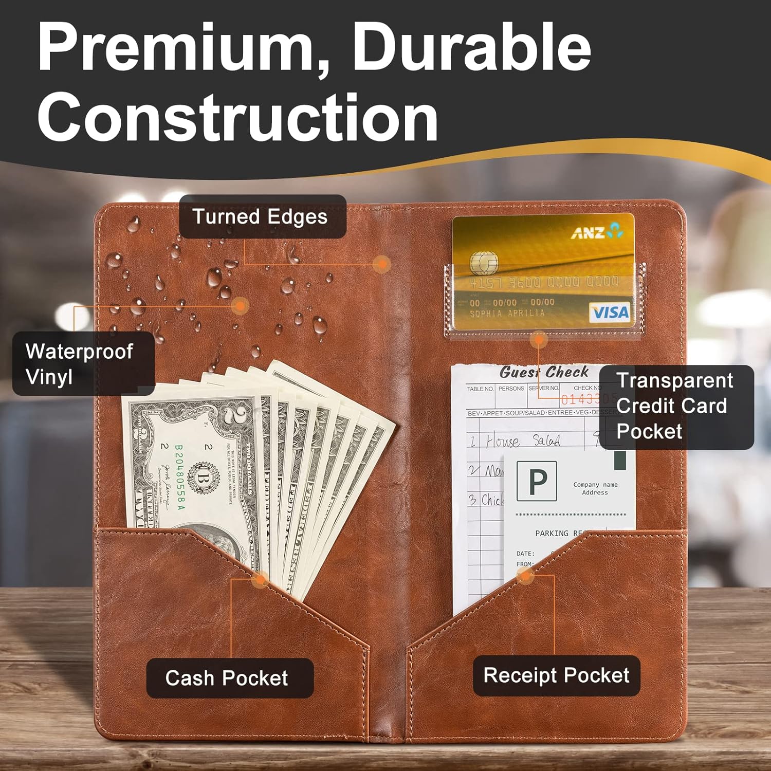 CoBak Check Presenters for Restaurants 20 Pack Brown