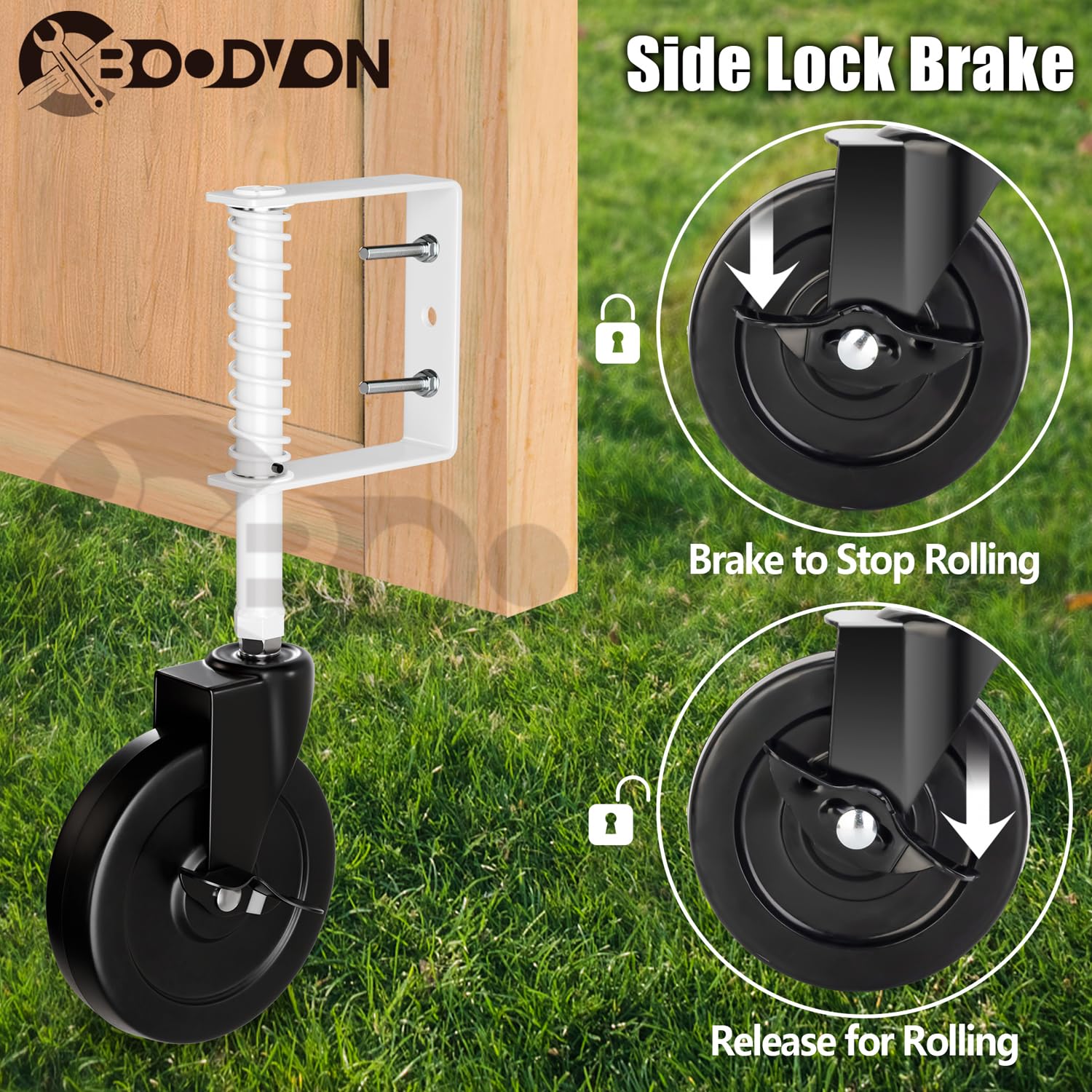 BOODVON 5 Inch Heavy Duty Gate Caster with Side Brake