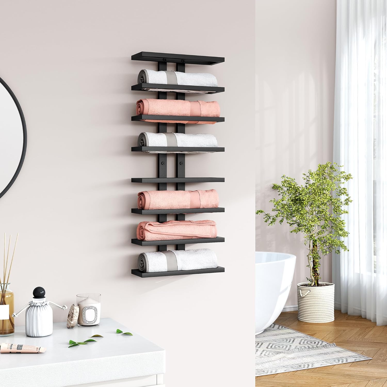 Hoctieon 2-Set 8 Tier Wall Wine Rack 16 Tiers Black