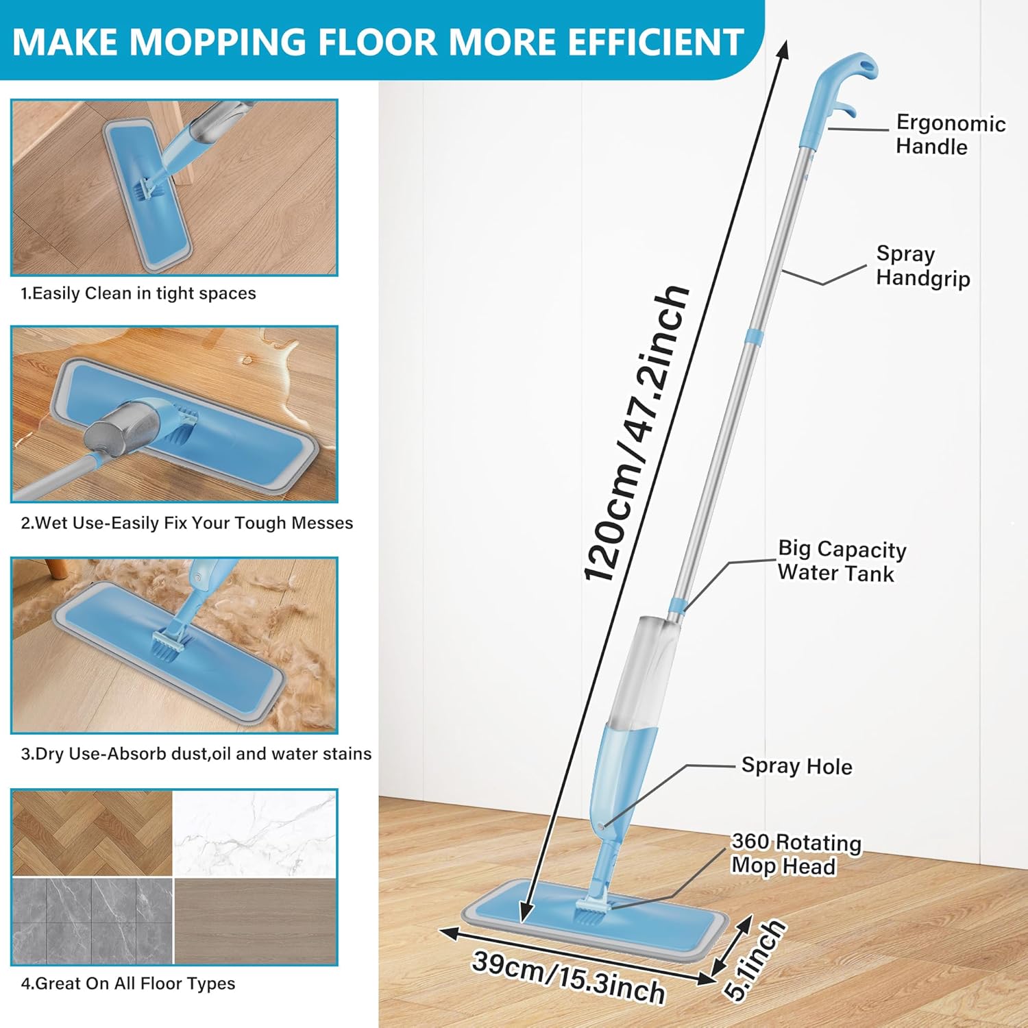 MEXERRIS Wet Spray Mop for Hardwood Floors