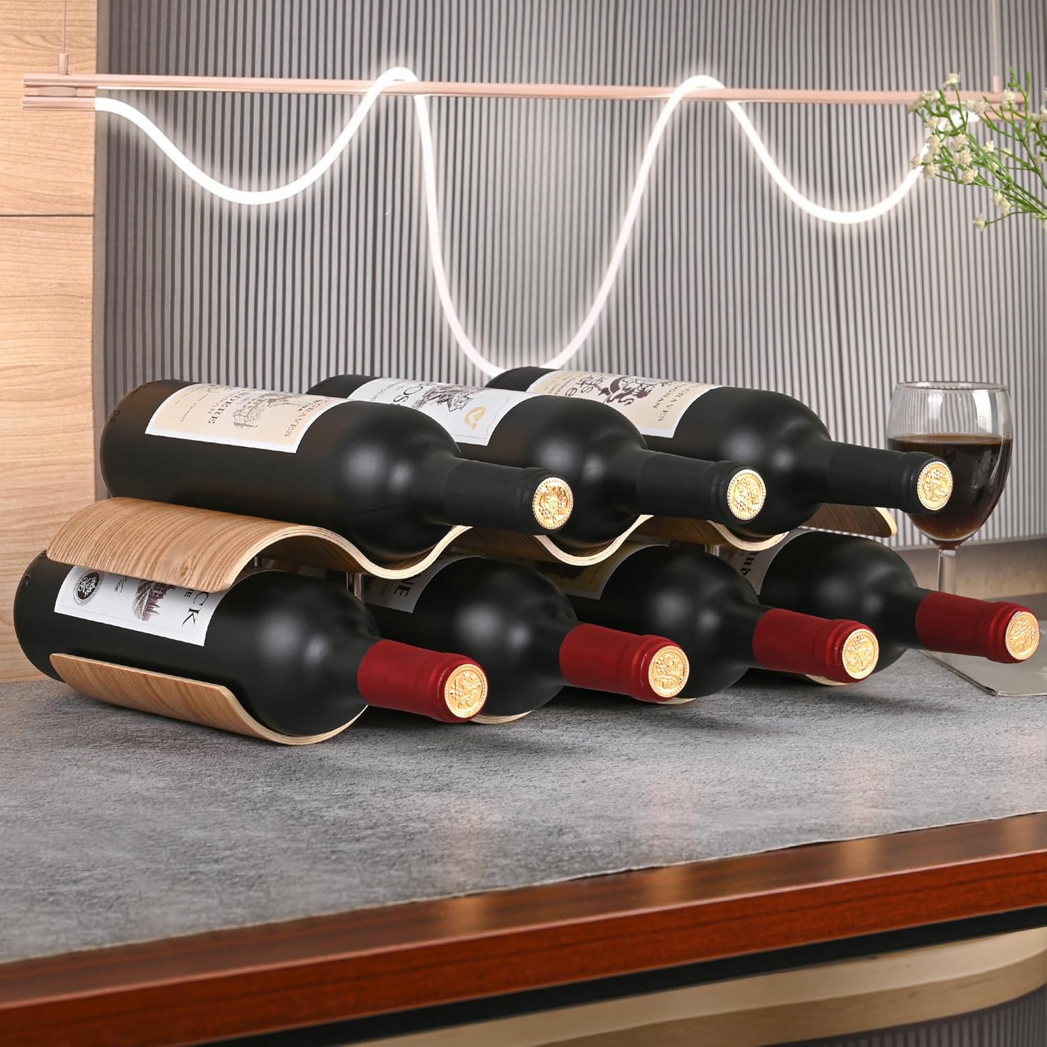 TRUDING 7 Bottle Freestanding Wine Rack with 2 Tiers