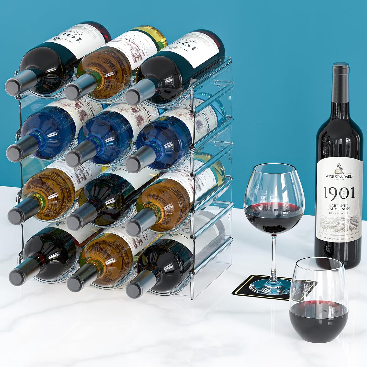 Benaep Stackable 4-Tier Water Bottle Wine Rack