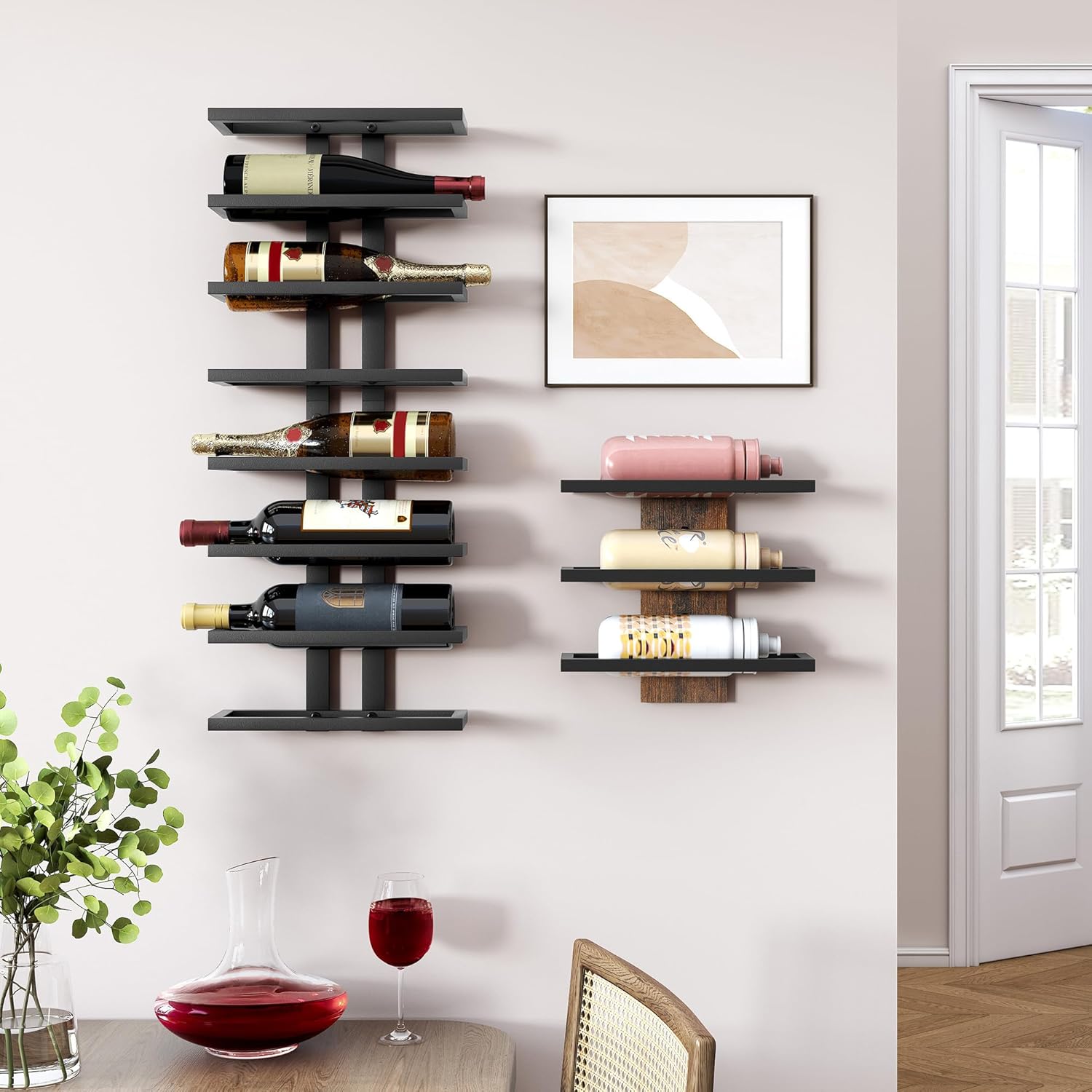 Hoctieon 8 Tier Wall Mount Wine Rack - Black