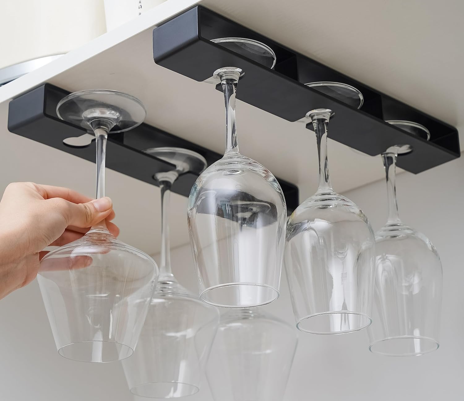 2Pack Wine Glass Holder Under Cabinet Stemware Rack Black