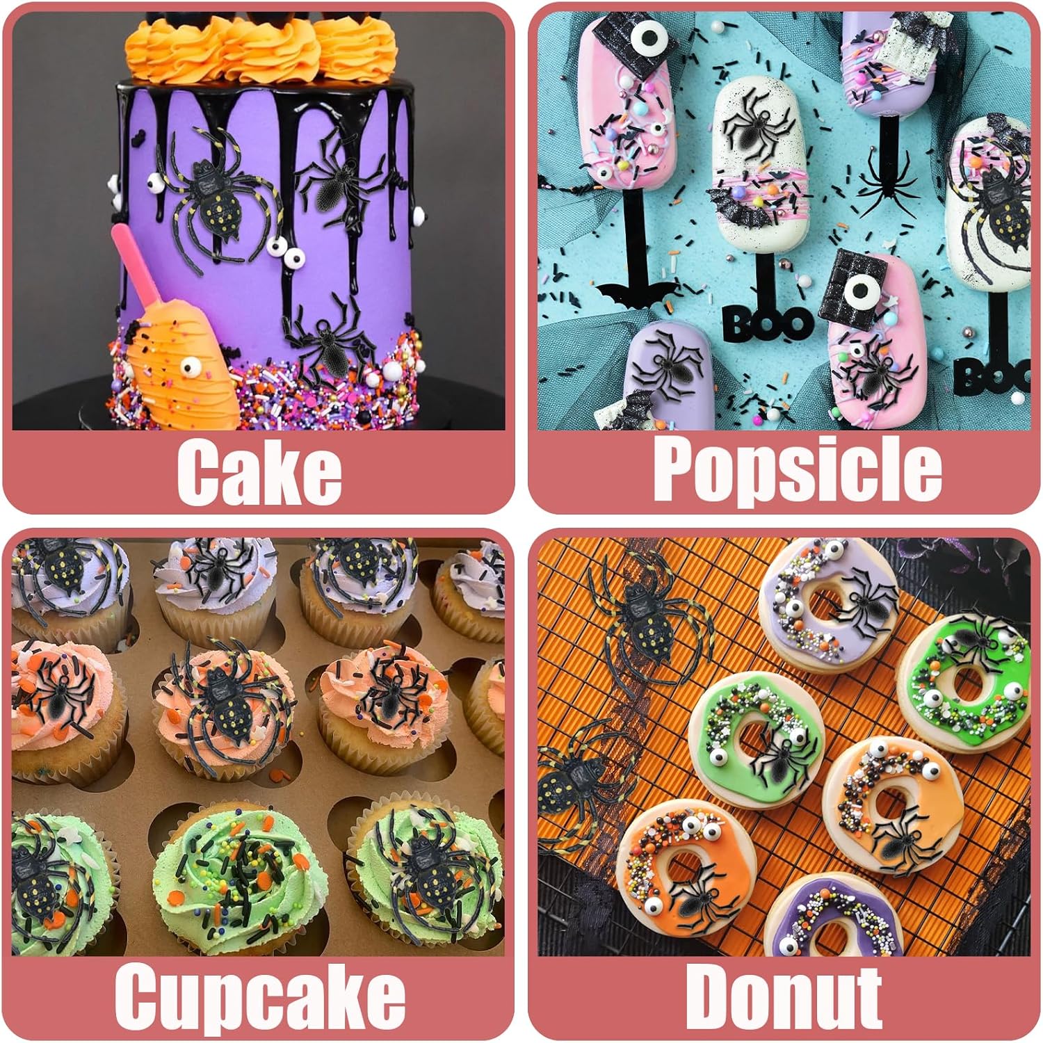 Spider Fondant Mold 2 Pcs - Halloween Cake Decorating Silicone Molds